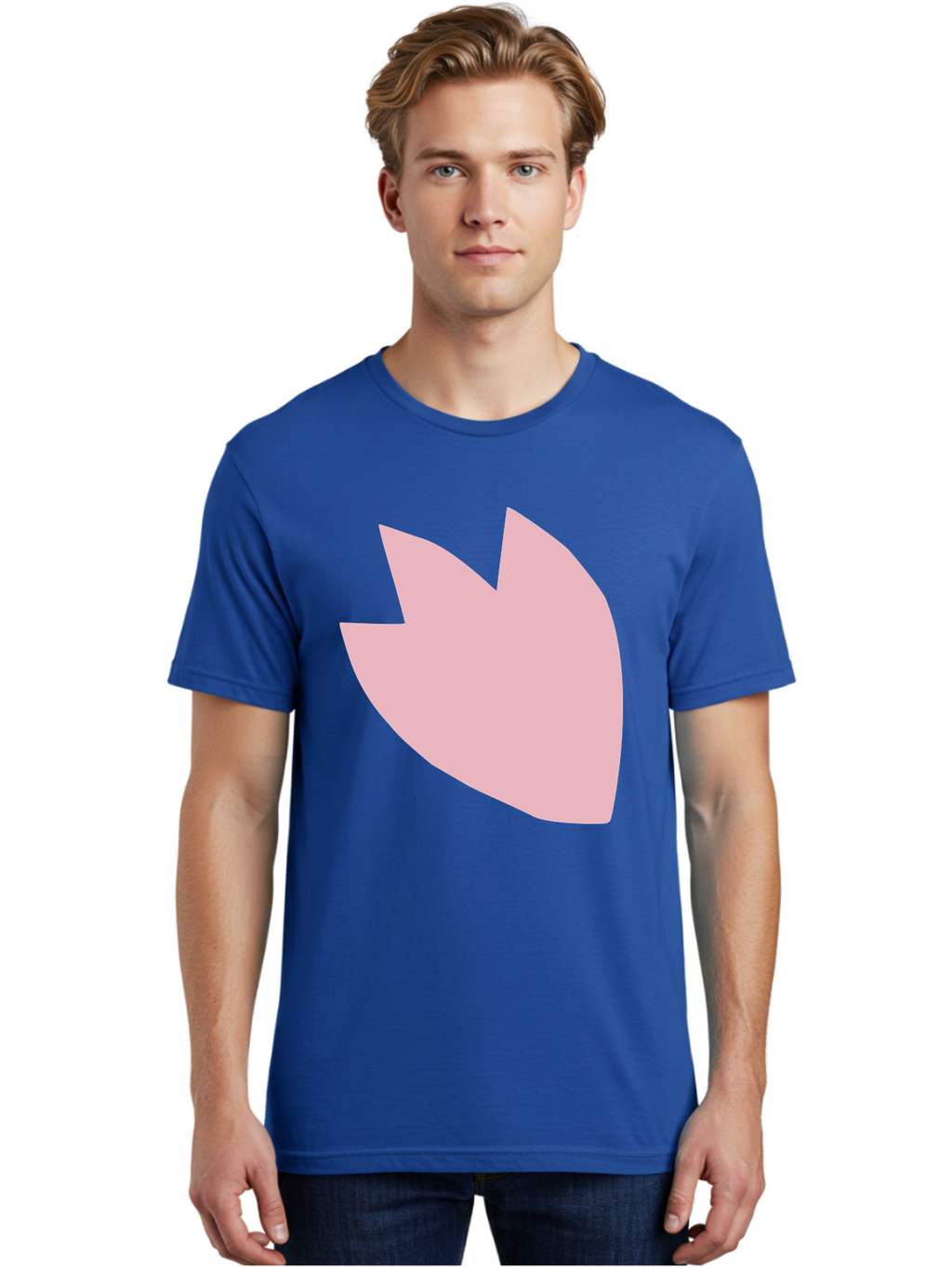 Pink-Tulip Men'S Graphic Tee, 100% Cotton, Comfortable Casual Summer Wear, Machine Washable, Pink Flower, Tulip Silhouette, Minimalist Design, Simple Shape, Floral Element, Soft Pink Hue, Abstract Shape Aab631