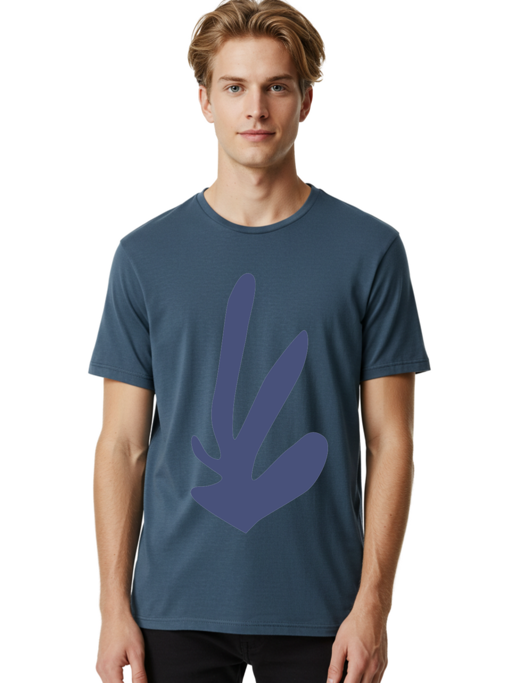 Purple-Hand Men'S Graphic Tee, 100% Cotton, Comfortable Casual Summer Wear, Machine Washable, Bird Footprint, Animal Track, Wildlife Sign, Nature Symbol, Bird Watching, Outdoor Adventure, Wildlife Conservation Aab632