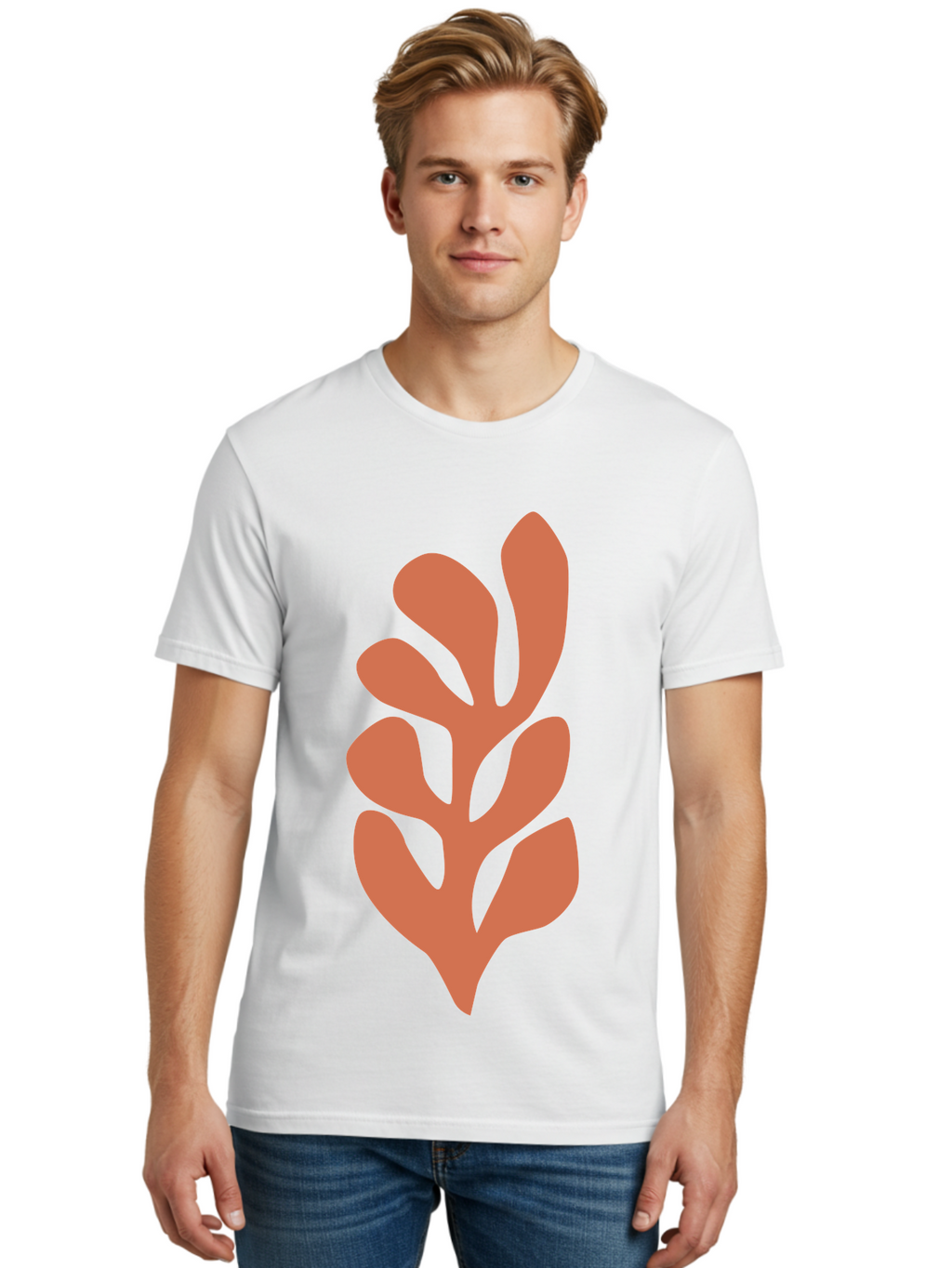 Seaweed-Silhouette-1 Men'S Graphic Tee, 100% Cotton, Comfortable Casual Summer Wear, Machine Washable, Pink Seaweed Illustration, Coral Reef, Ocean Flora, Underwater Plants, Aquatic Life, Coral Seaweed Aab633