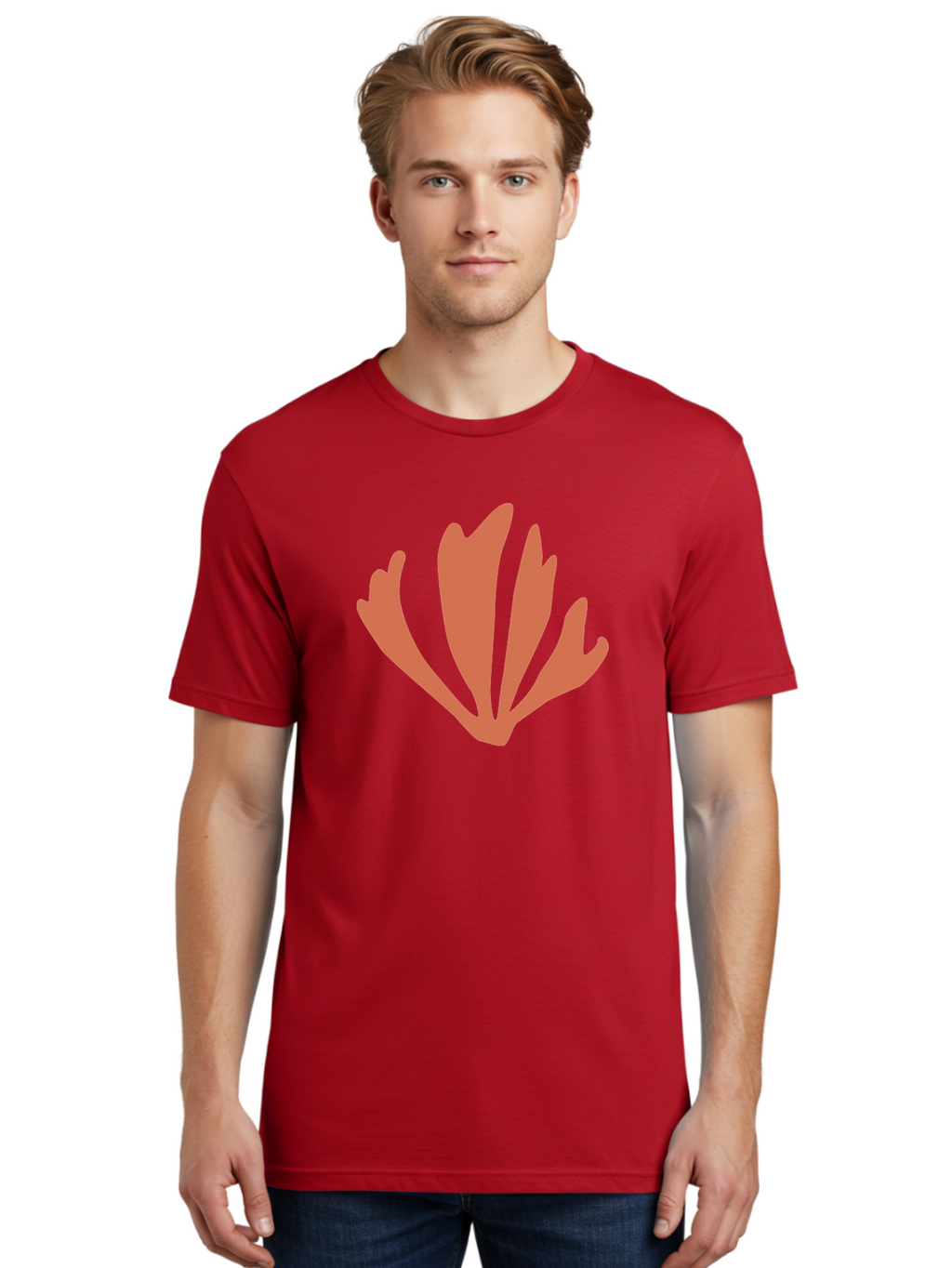 Tulip Men'S Graphic Tee, 100% Cotton, Comfortable Casual Summer Wear, Machine Washable, Tulip Flower, Red Petals, Abstract Floral Design, Simple Shape, Minimalist Art, Digital Illustration, Flower Symbol Aab637