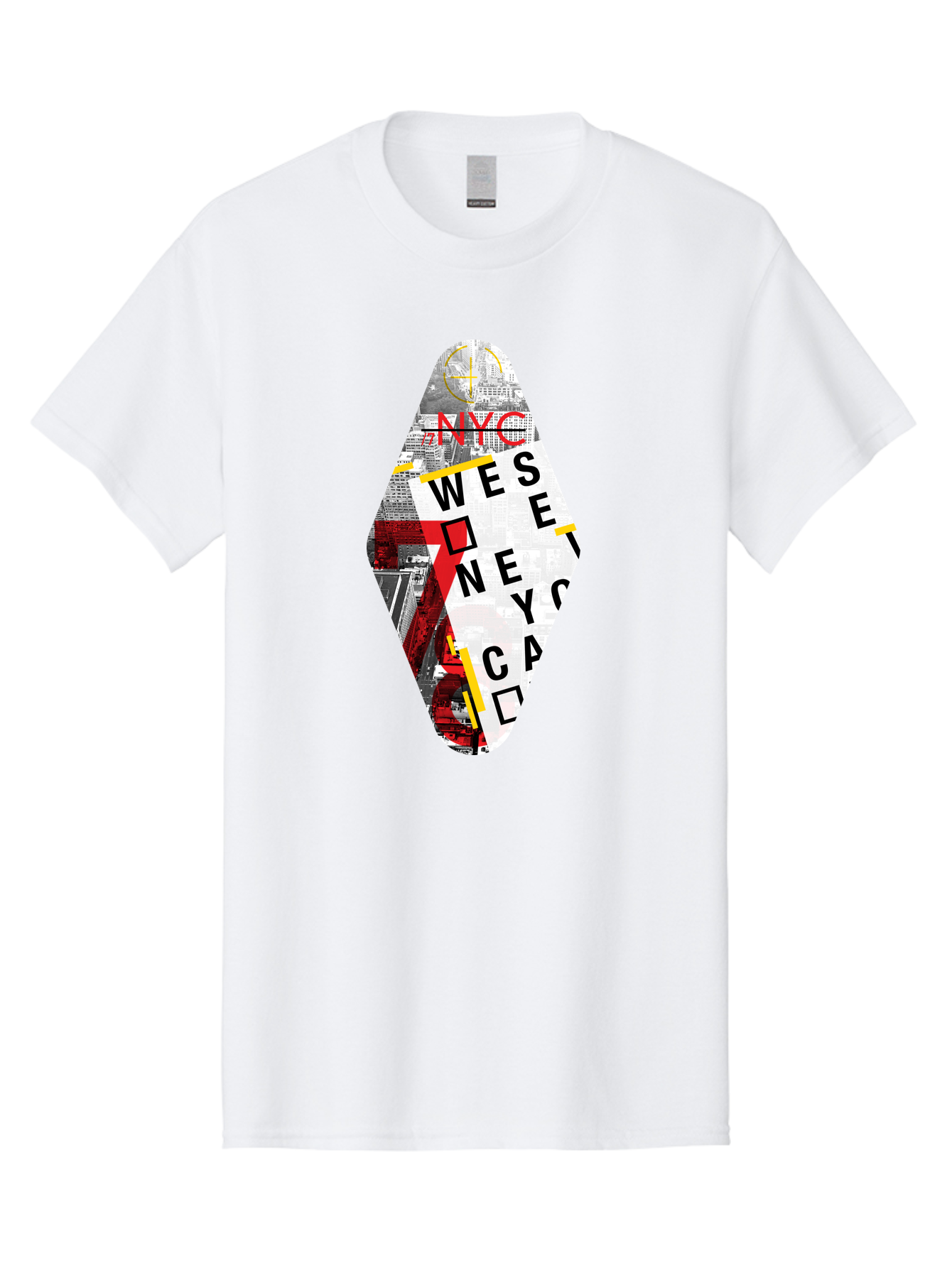 Nyc-West-New-York Men'S Graphic Tee, 100% Cotton, Comfortable Casual Summer Wear, Machine Washable, New York City, Cityscape, Urban Landscape, Abstract Art, Collage, Typography, Modern Design, City Views, Nyc Landmarks, Wesee Concept Aab646