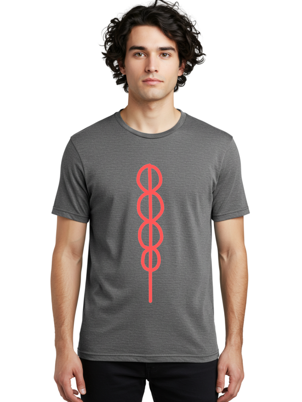 8-Symbol Men'S Graphic Tee, 100% Cotton, Comfortable Casual Summer Wear, Machine Washable, Interconnected Loops, Infinite Symbol, Abstract Art, Minimalist Design, Pink Outline, Symbolic Representation, Eternity, Endless Loop, Geometric Shape Aab647