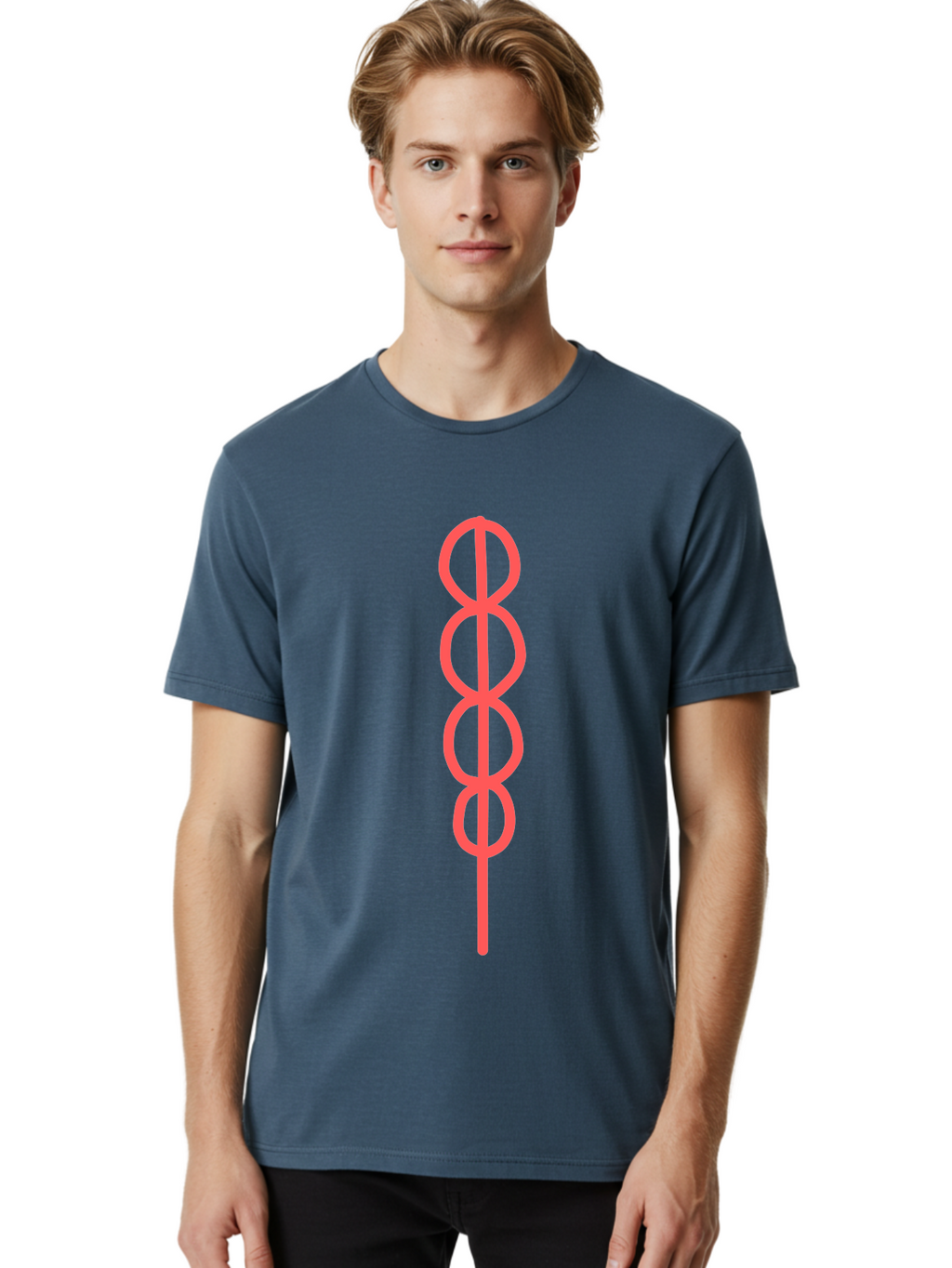 8-Symbol Men'S Graphic Tee, 100% Cotton, Comfortable Casual Summer Wear, Machine Washable, Interconnected Loops, Infinite Symbol, Abstract Art, Minimalist Design, Pink Outline, Symbolic Representation, Eternity, Endless Loop, Geometric Shape Aab647
