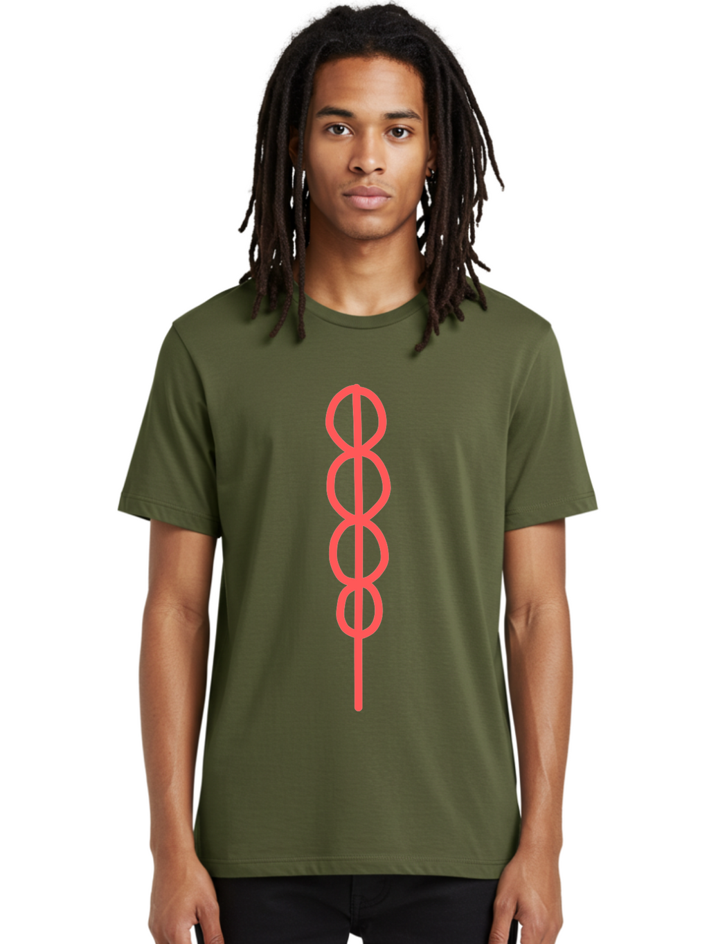8-Symbol Men'S Graphic Tee, 100% Cotton, Comfortable Casual Summer Wear, Machine Washable, Interconnected Loops, Infinite Symbol, Abstract Art, Minimalist Design, Pink Outline, Symbolic Representation, Eternity, Endless Loop, Geometric Shape Aab647