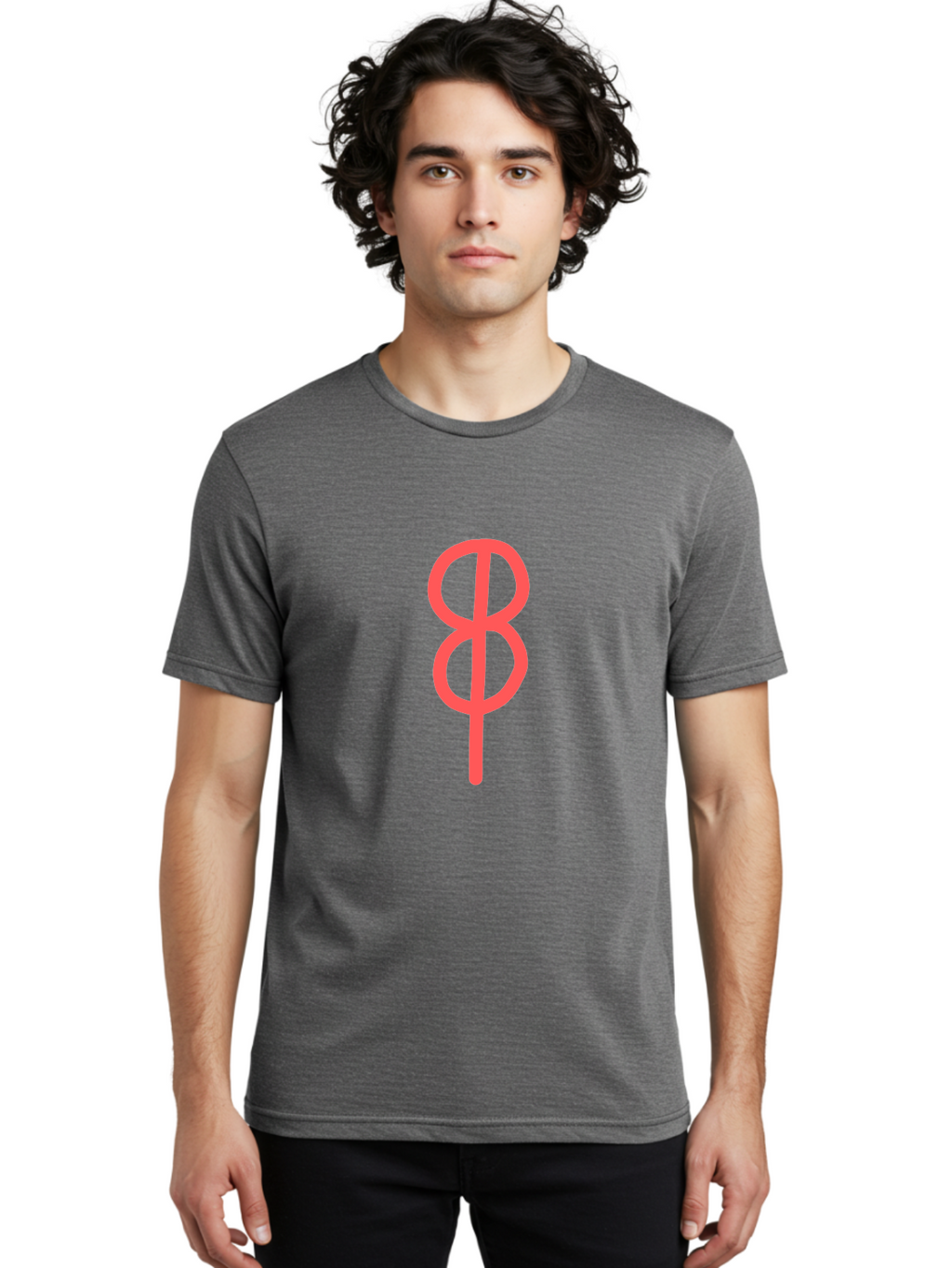 8 Men'S Graphic Tee, 100% Cotton, Comfortable Casual Summer Wear, Machine Washable, Peace Sign, Symbol Of Peace, Protest Symbol, Iconic Symbol, Red Color, Minimalist Design, Simple Graphic, Activism, Social Movement Aab648