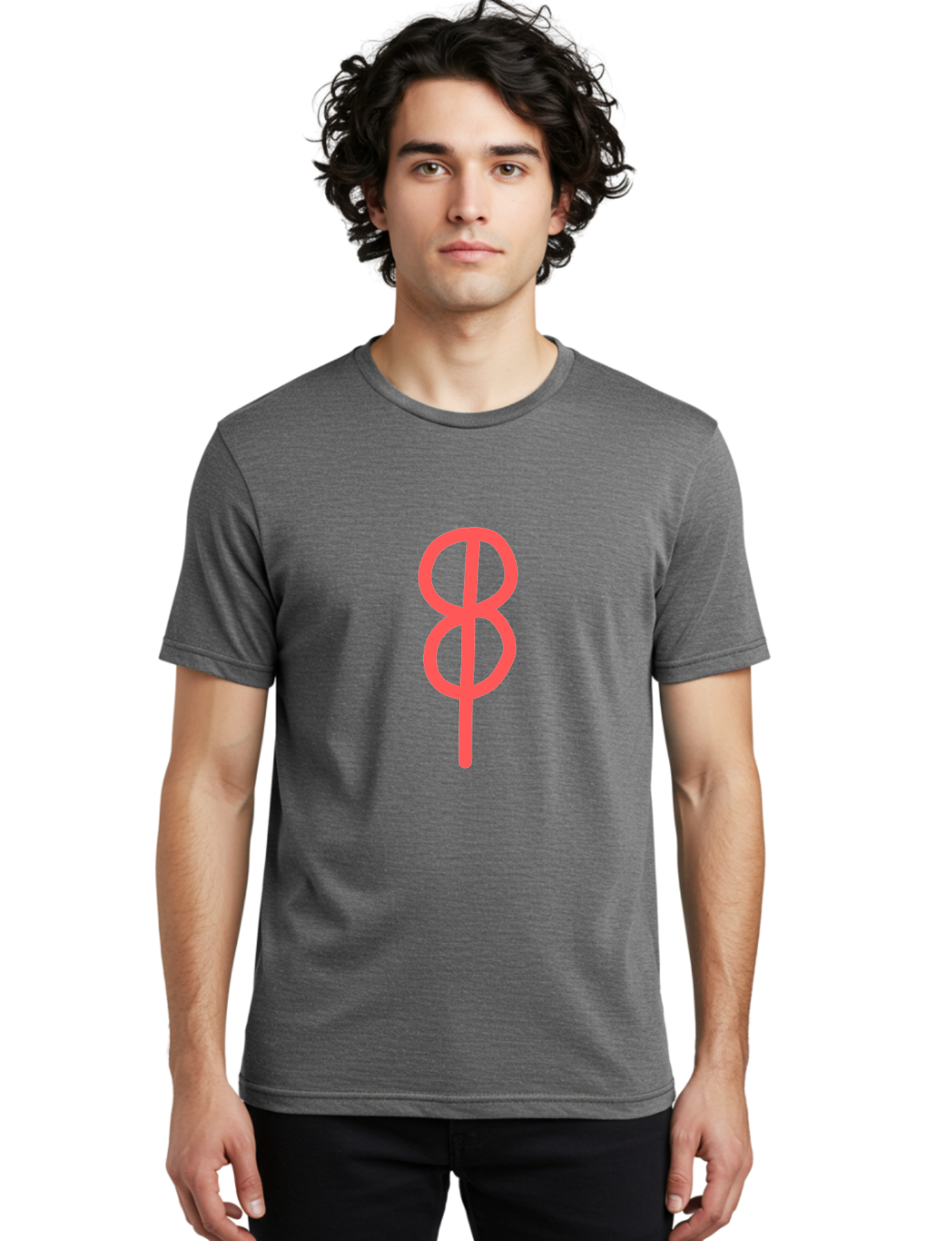 8 Men'S Graphic Tee, 100% Cotton, Comfortable Casual Summer Wear, Machine Washable, Peace Sign, Symbol Of Peace, Protest Symbol, Iconic Symbol, Red Color, Minimalist Design, Simple Graphic, Activism, Social Movement Aab648