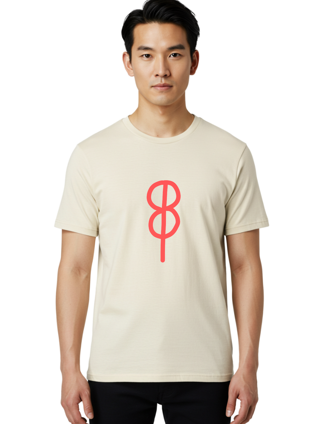 8 Men'S Graphic Tee, 100% Cotton, Comfortable Casual Summer Wear, Machine Washable, Peace Sign, Symbol Of Peace, Protest Symbol, Iconic Symbol, Red Color, Minimalist Design, Simple Graphic, Activism, Social Movement Aab648