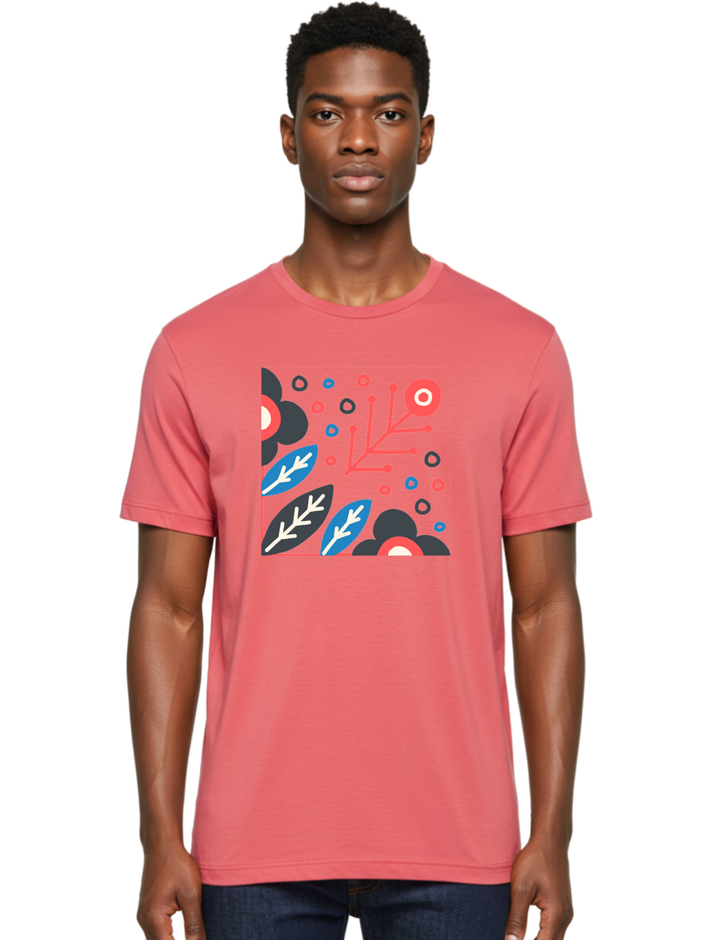 Abstract-Floral-Pattern-1 Men'S Graphic Tee, 100% Cotton, Comfortable Casual Summer Wear, Machine Washable, Abstract Floral Pattern, Colorful Flowers, Modern Botanical Art, Vibrant Graphics, Playful Design, Creative Illustration, Aab650