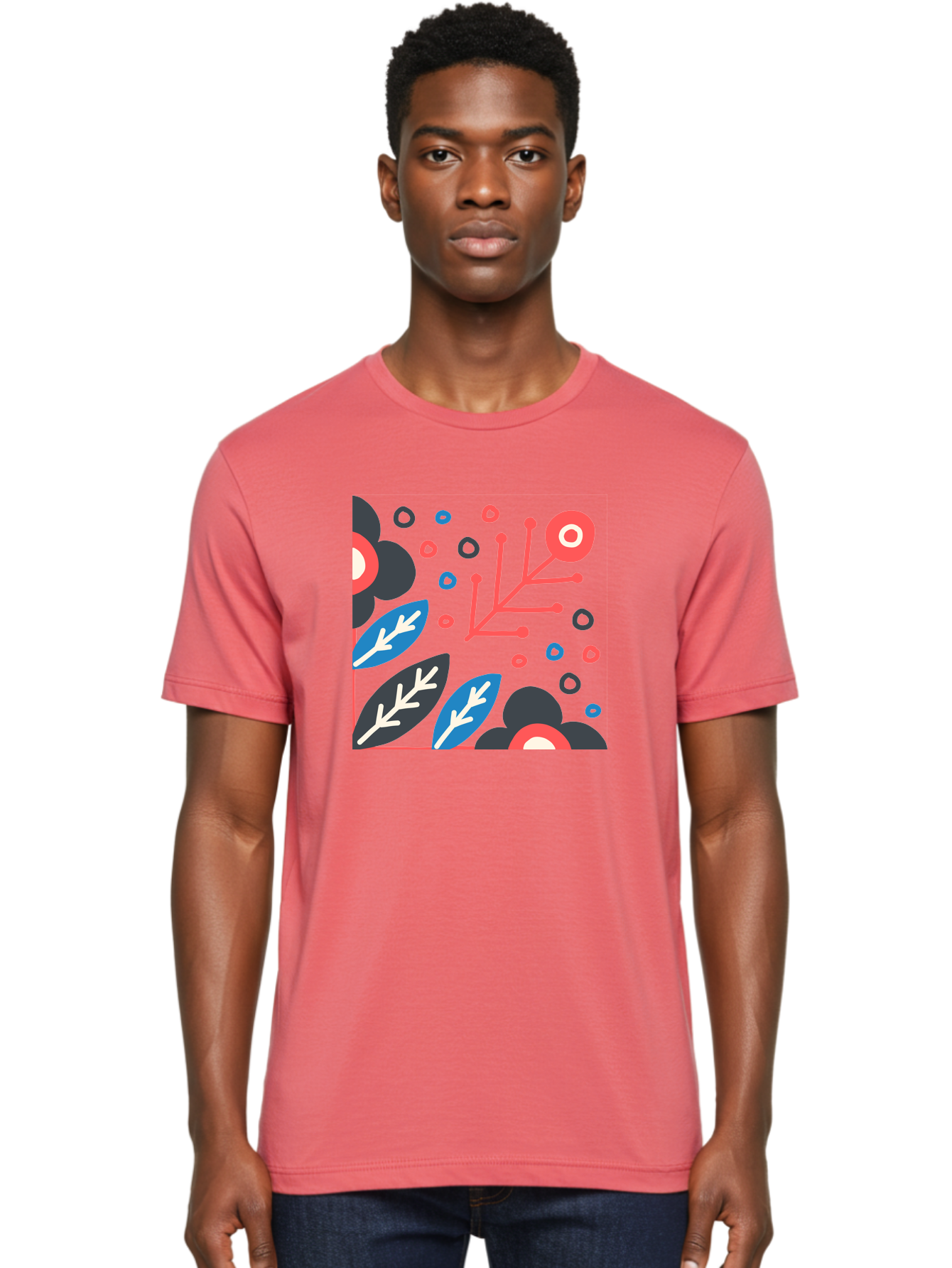 Abstract-Floral-Pattern-1 Men'S Graphic Tee, 100% Cotton, Comfortable Casual Summer Wear, Machine Washable, Abstract Floral Pattern, Colorful Flowers, Modern Botanical Art, Vibrant Graphics, Playful Design, Creative Illustration, Aab650