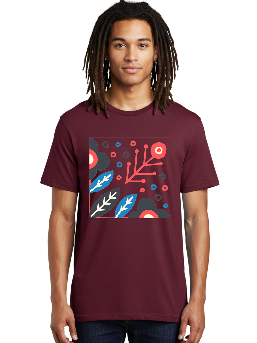 Abstract-Floral-Pattern-1 Men'S Graphic Tee, 100% Cotton, Comfortable Casual Summer Wear, Machine Washable, Abstract Floral Pattern, Colorful Flowers, Modern Botanical Art, Vibrant Graphics, Playful Design, Creative Illustration, Aab650