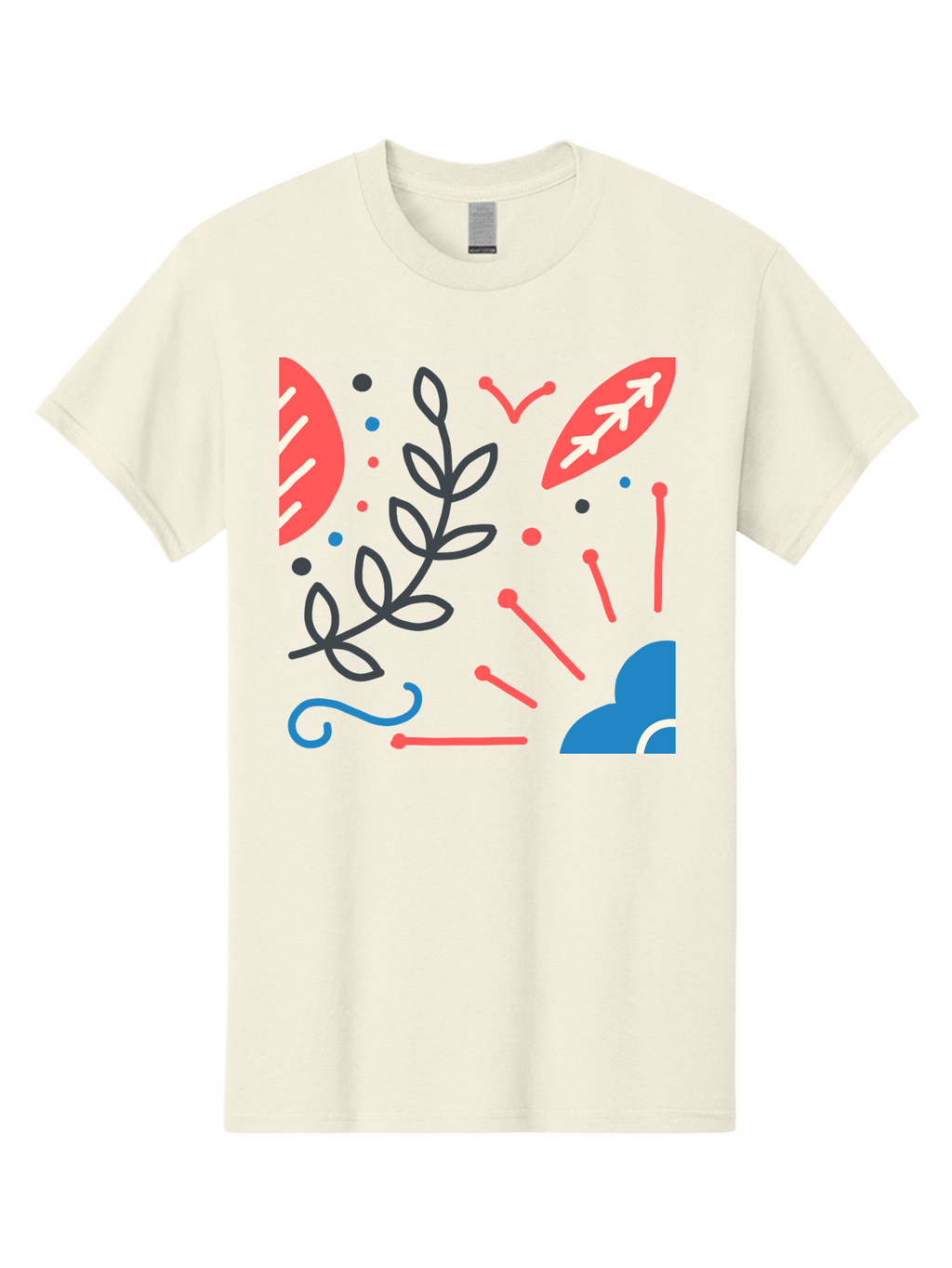 Abstract-Floral-Pattern-2 Men'S Graphic Tee, 100% Cotton, Comfortable Casual Summer Wear, Machine Washable, Memphis Pattern, Abstract Design, Colorful Shapes, Playful Art, Trendy Graphics, Modern Illustration, Vibrant Leaves, Aab651