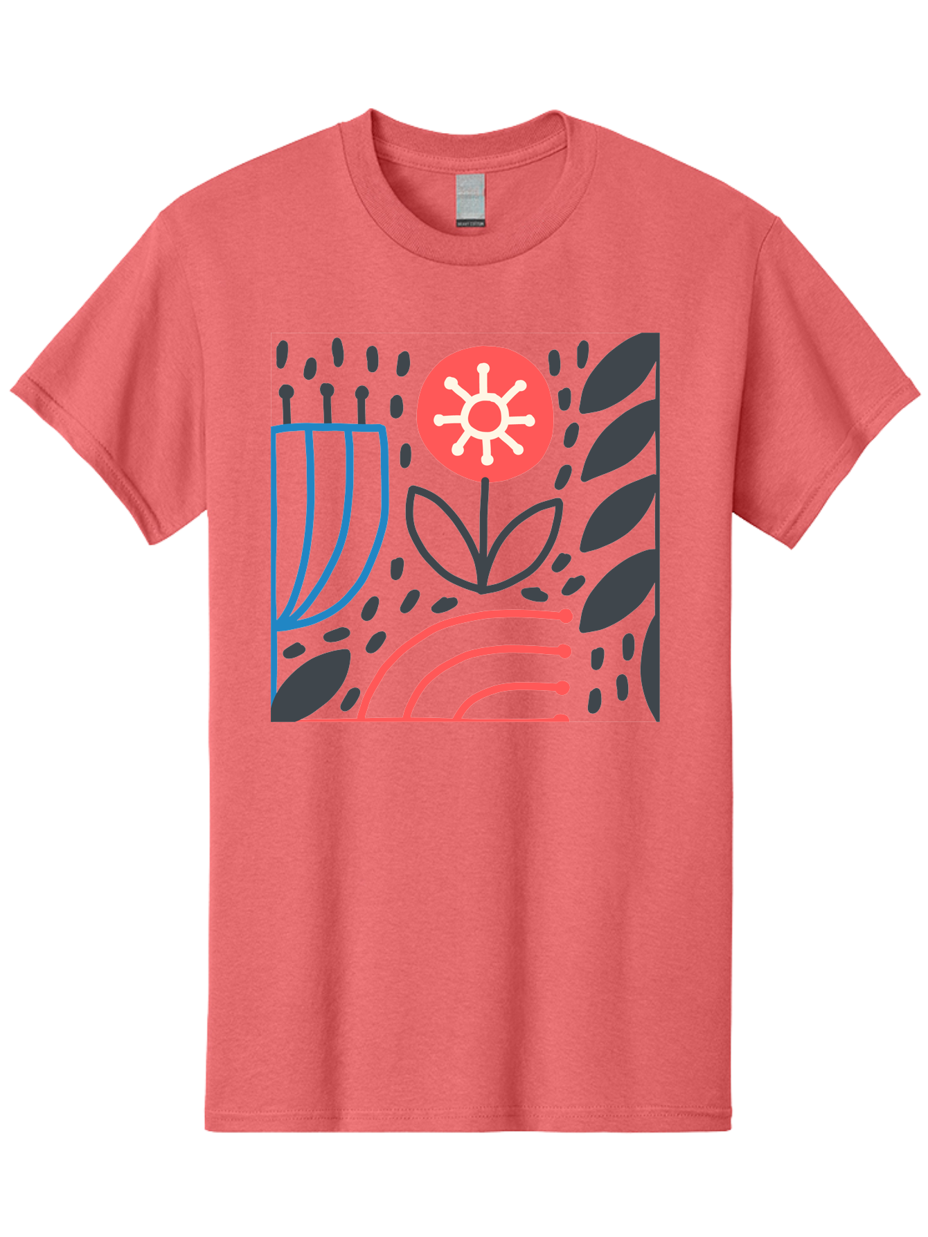Abstract-Flower Men'S Graphic Tee, 100% Cotton, Comfortable Casual Summer Wear, Machine Washable, Stylish Flower, Abstract Art, Minimalist Design, Simple Shapes, Floral Pattern, Modern Aesthetic, Artistic Expression Aab654
