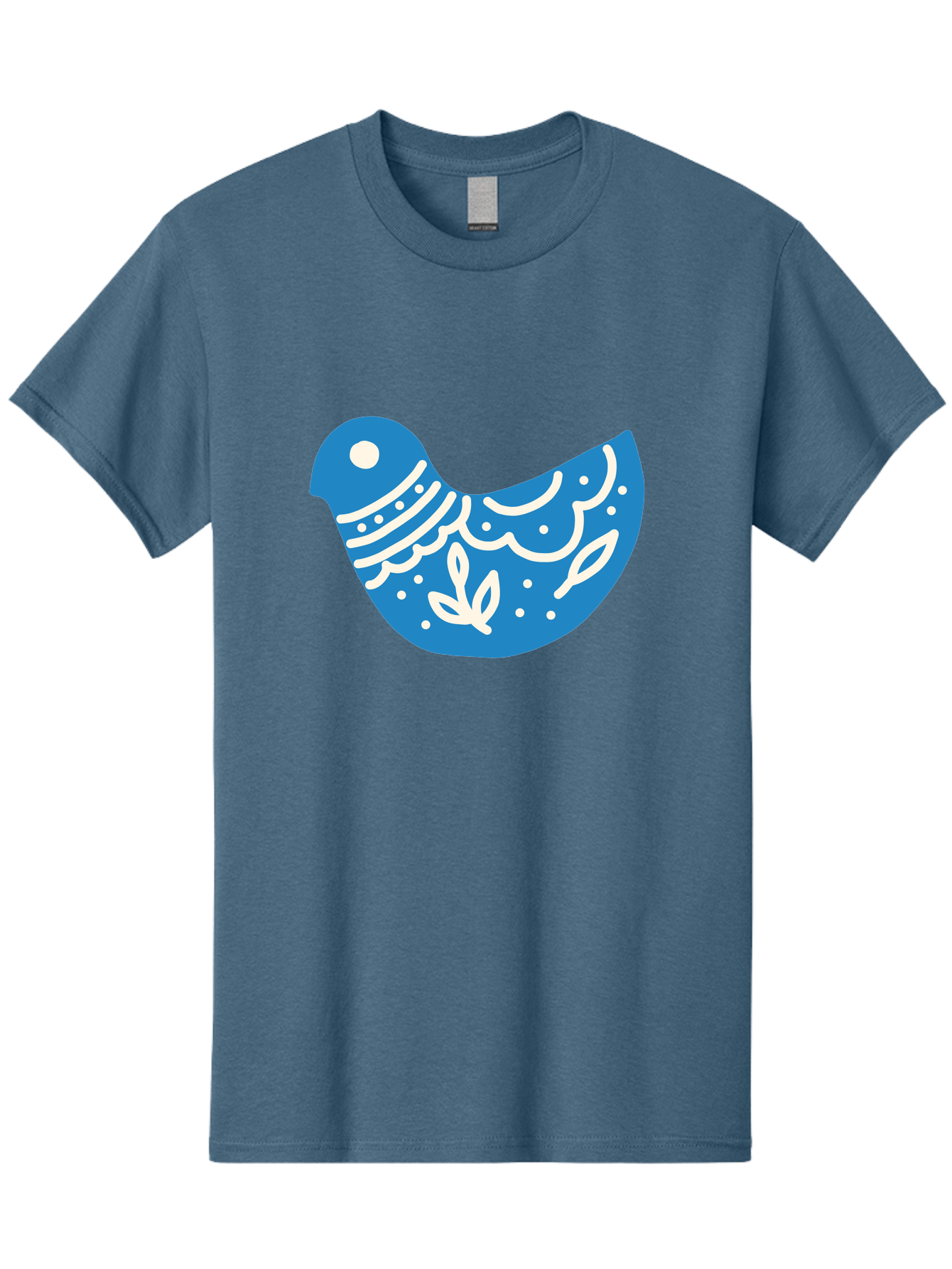 Bird-Logo Men'S Graphic Tee, 100% Cotton, Comfortable Casual Summer Wear, Machine Washable, Blue Bird, White Patterns, Abstract Design, Digital Art, Minimalist Illustration, Stylized Bird, Nature-Inspired, Creative Graphics Aab663