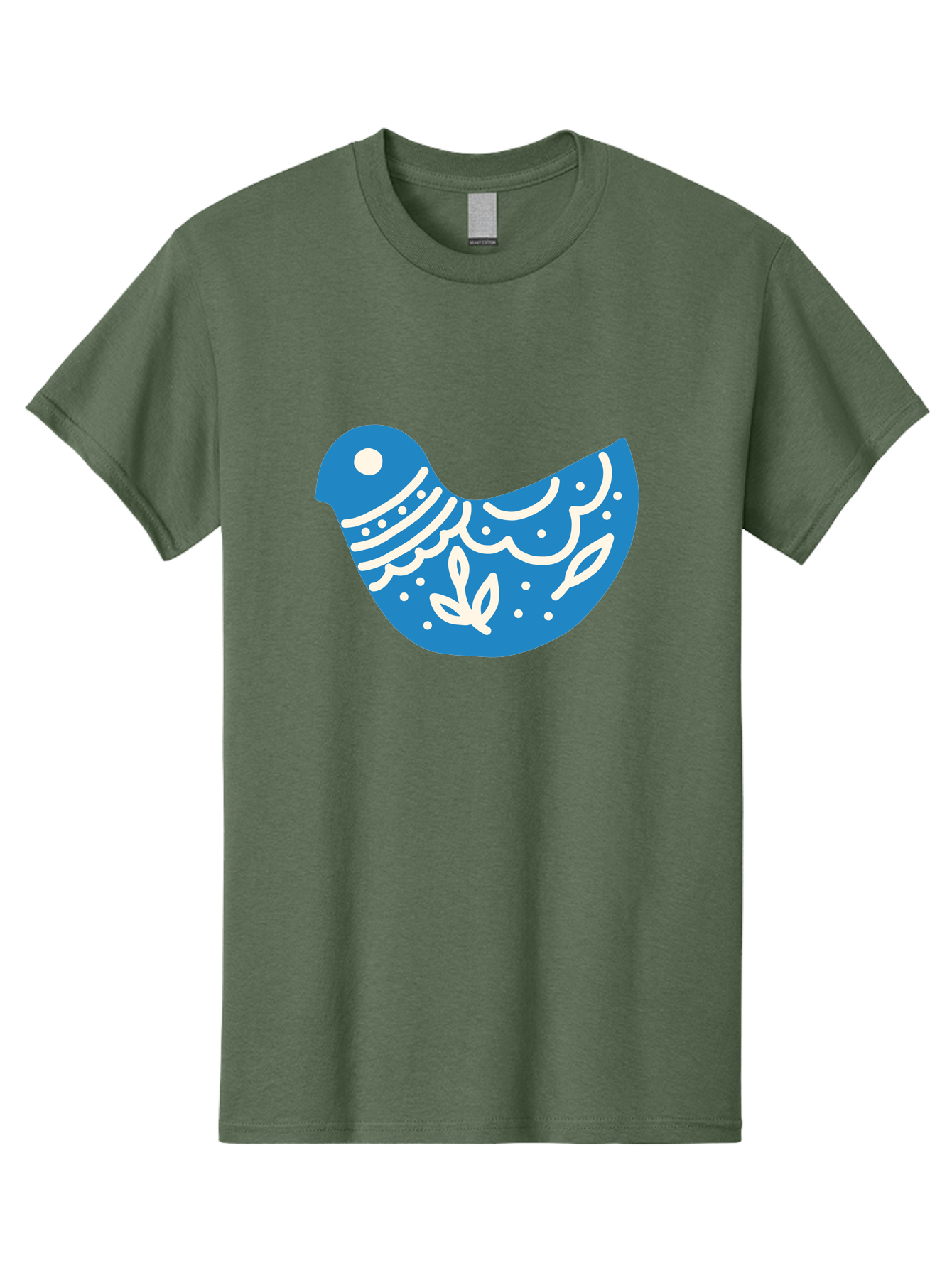 Bird-Logo Men'S Graphic Tee, 100% Cotton, Comfortable Casual Summer Wear, Machine Washable, Blue Bird, White Patterns, Abstract Design, Digital Art, Minimalist Illustration, Stylized Bird, Nature-Inspired, Creative Graphics Aab663