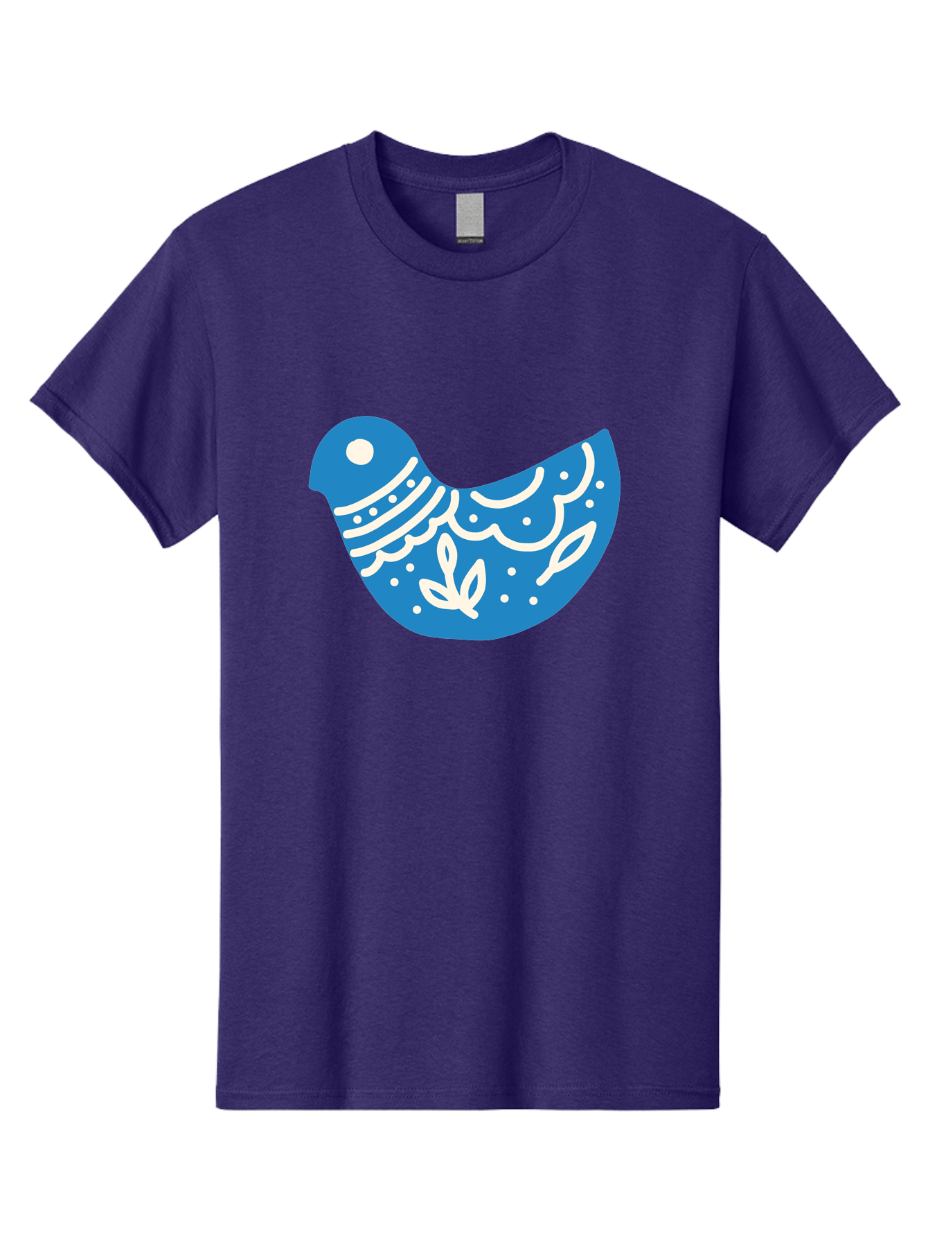 Bird-Logo Men'S Graphic Tee, 100% Cotton, Comfortable Casual Summer Wear, Machine Washable, Blue Bird, White Patterns, Abstract Design, Digital Art, Minimalist Illustration, Stylized Bird, Nature-Inspired, Creative Graphics Aab663