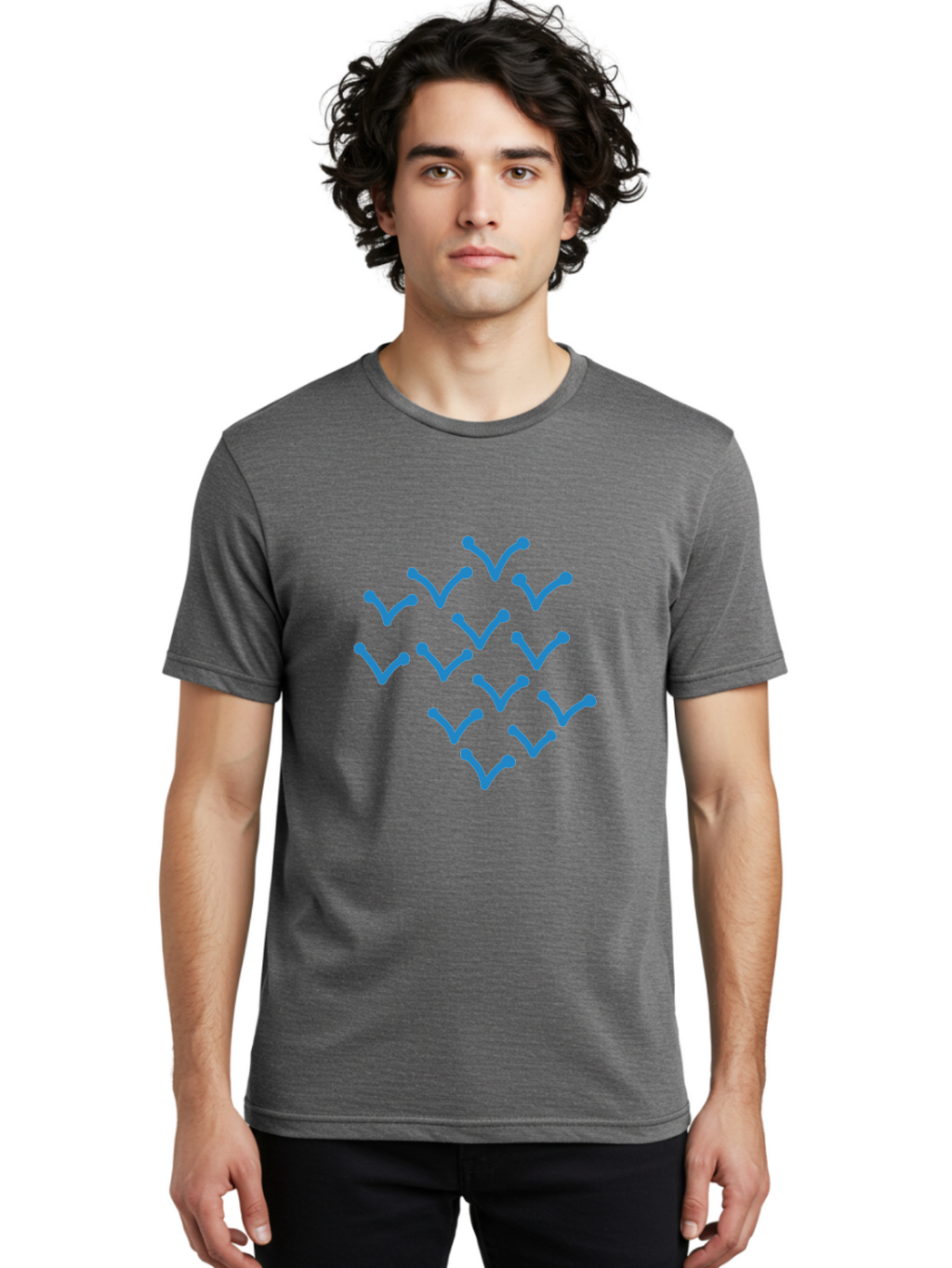 Blue-Checkmarks Men'S Graphic Tee, 100% Cotton, Comfortable Casual Summer Wear, Machine Washable, Check Marks, Ticks, Approval Symbols, Confirmation Icons, Blue Ticks On Green, Validation Signs, Positive Feedback, Checkmark Pattern Aab668