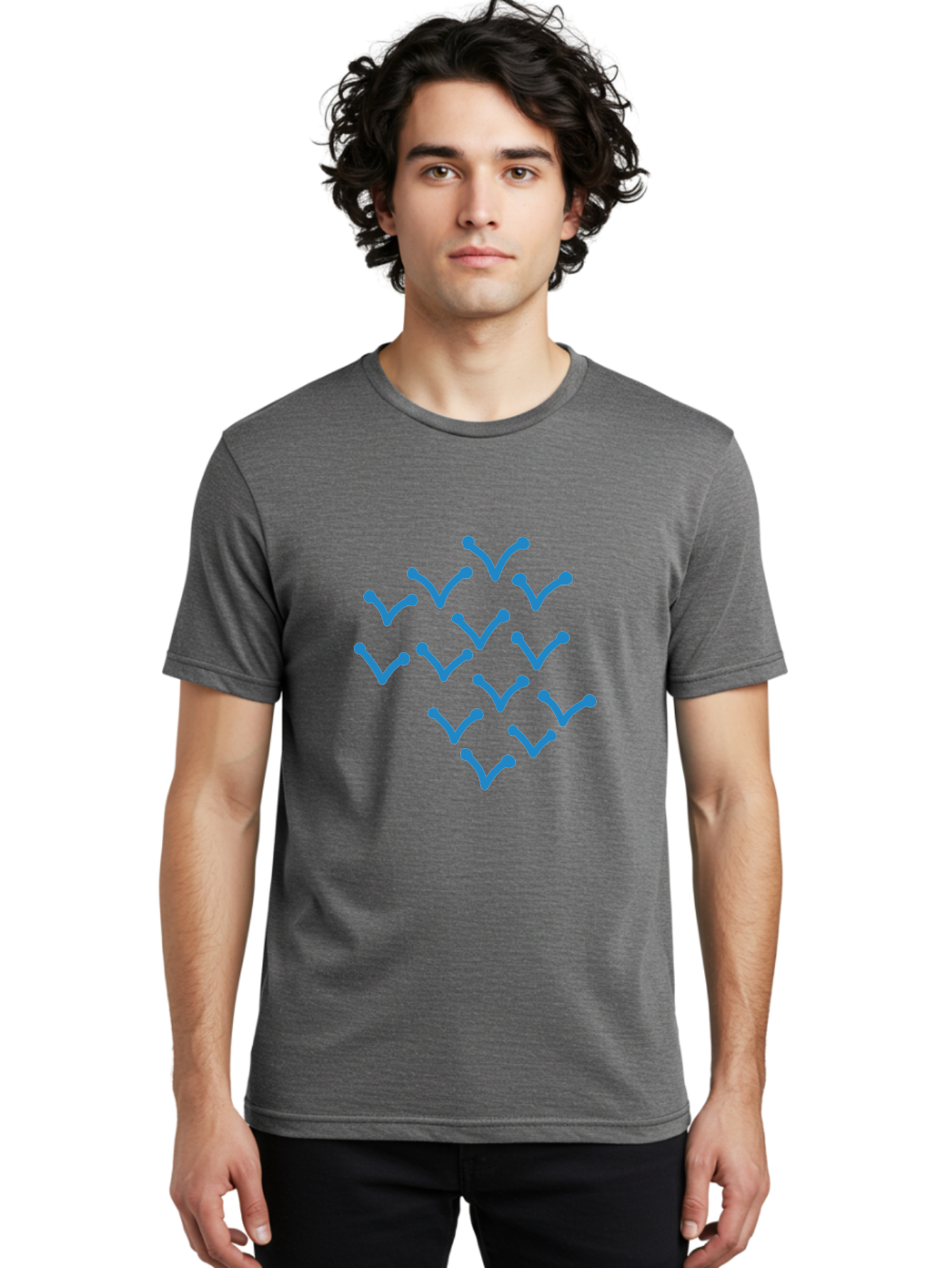 Blue-Checkmarks Men'S Graphic Tee, 100% Cotton, Comfortable Casual Summer Wear, Machine Washable, Check Marks, Ticks, Approval Symbols, Confirmation Icons, Blue Ticks On Green, Validation Signs, Positive Feedback, Checkmark Pattern Aab668