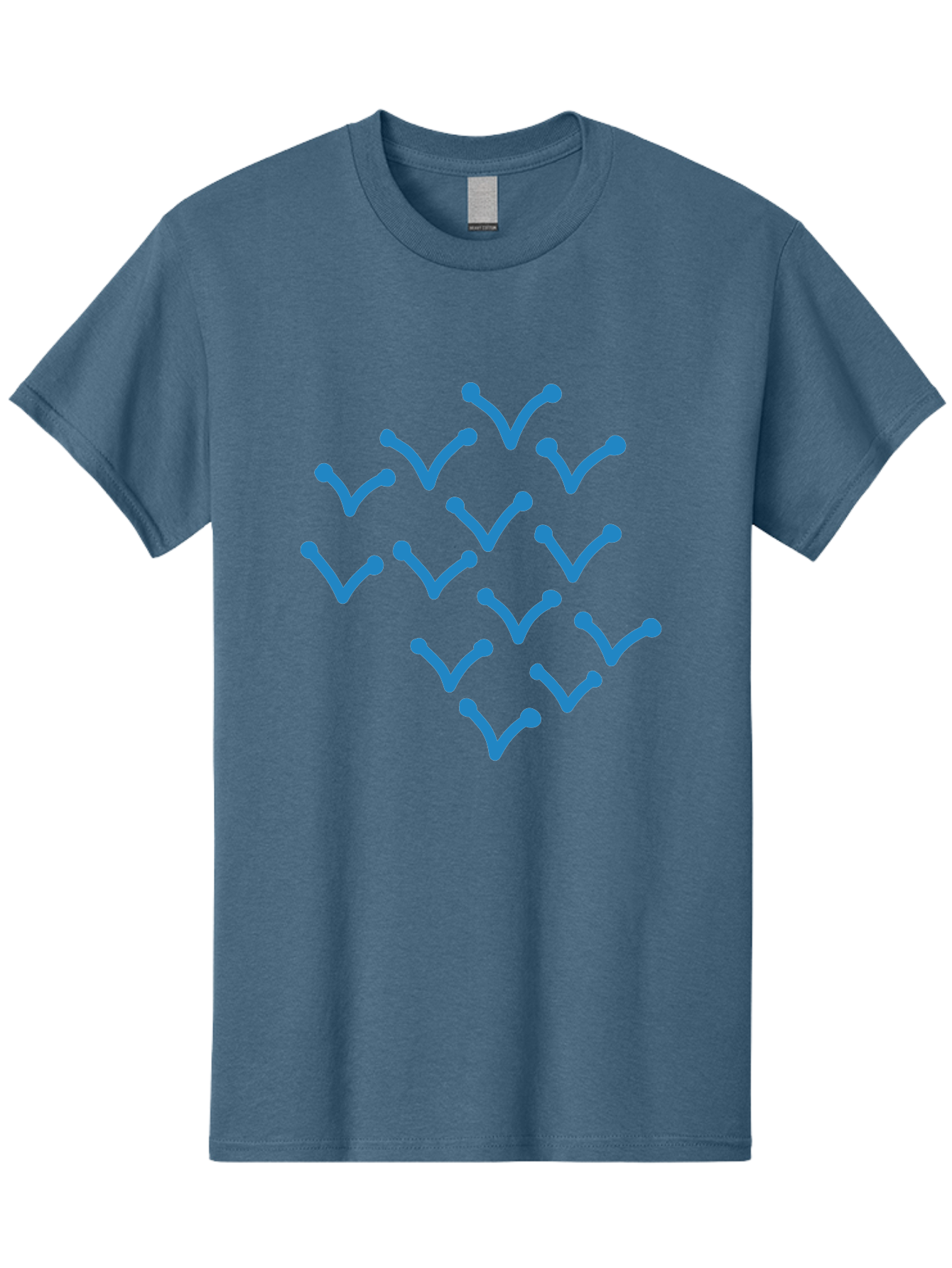 Blue-Checkmarks Men'S Graphic Tee, 100% Cotton, Comfortable Casual Summer Wear, Machine Washable, Check Marks, Ticks, Approval Symbols, Confirmation Icons, Blue Ticks On Green, Validation Signs, Positive Feedback, Checkmark Pattern Aab668