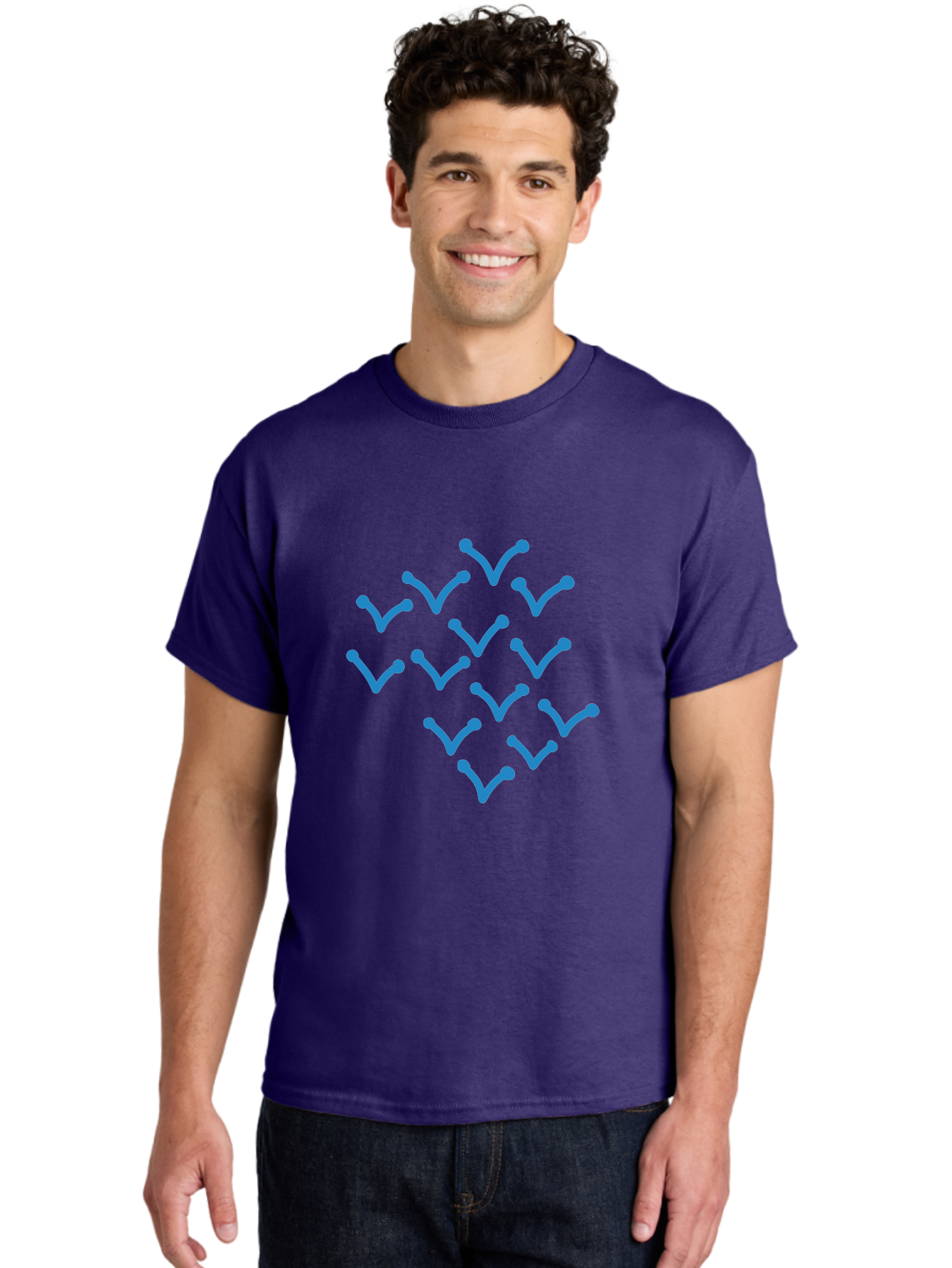 Blue-Checkmarks Men'S Graphic Tee, 100% Cotton, Comfortable Casual Summer Wear, Machine Washable, Check Marks, Ticks, Approval Symbols, Confirmation Icons, Blue Ticks On Green, Validation Signs, Positive Feedback, Checkmark Pattern Aab668