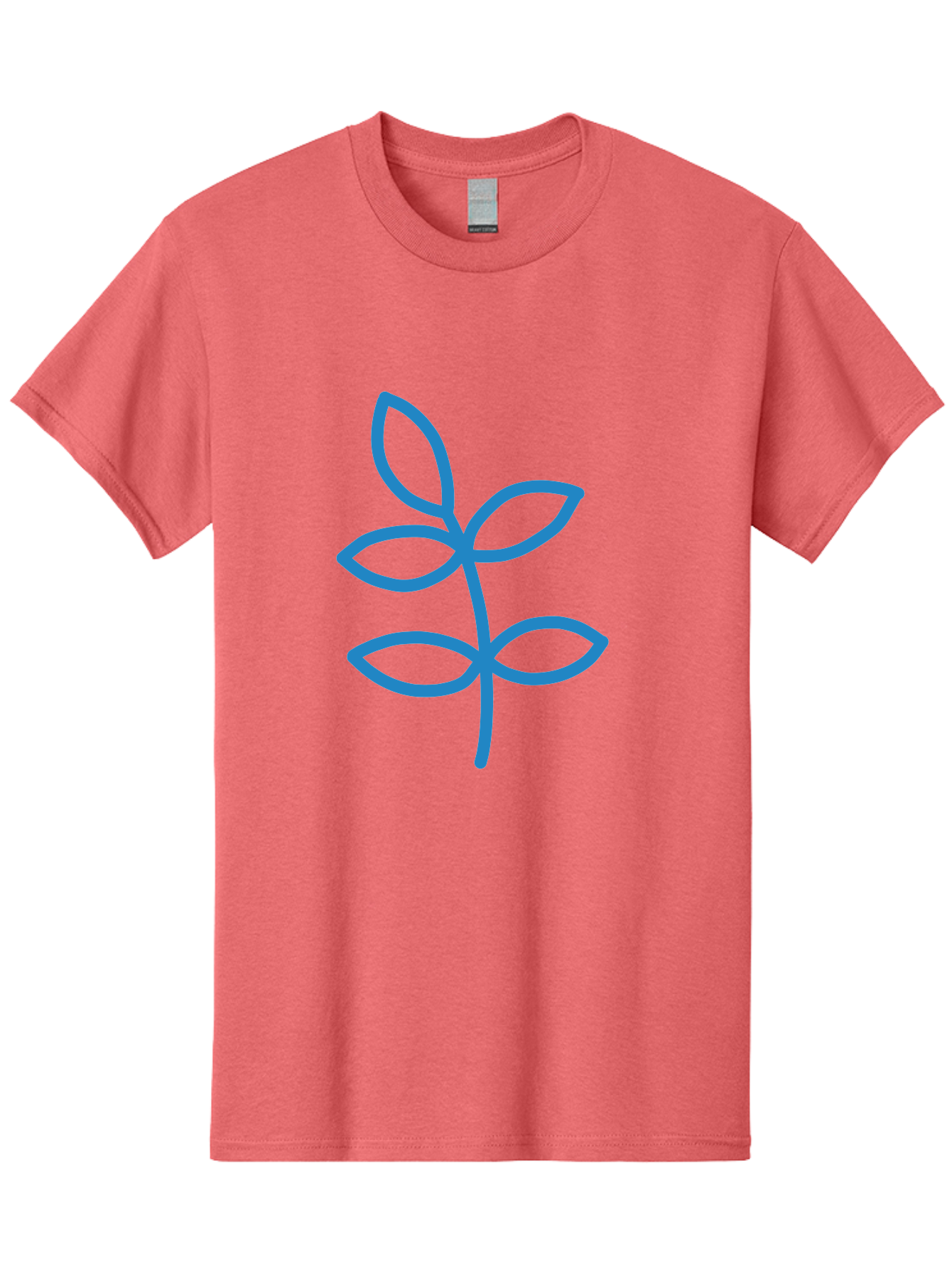 Blue-Leafy-Stem Men'S Graphic Tee, 100% Cotton, Comfortable Casual Summer Wear, Machine Washable, Simple Drawing, Blue Sprout, Five Leaves, Stem, Minimalist Design, Botanical Illustration, Hand-Drawn Art, Digital Art Aab669
