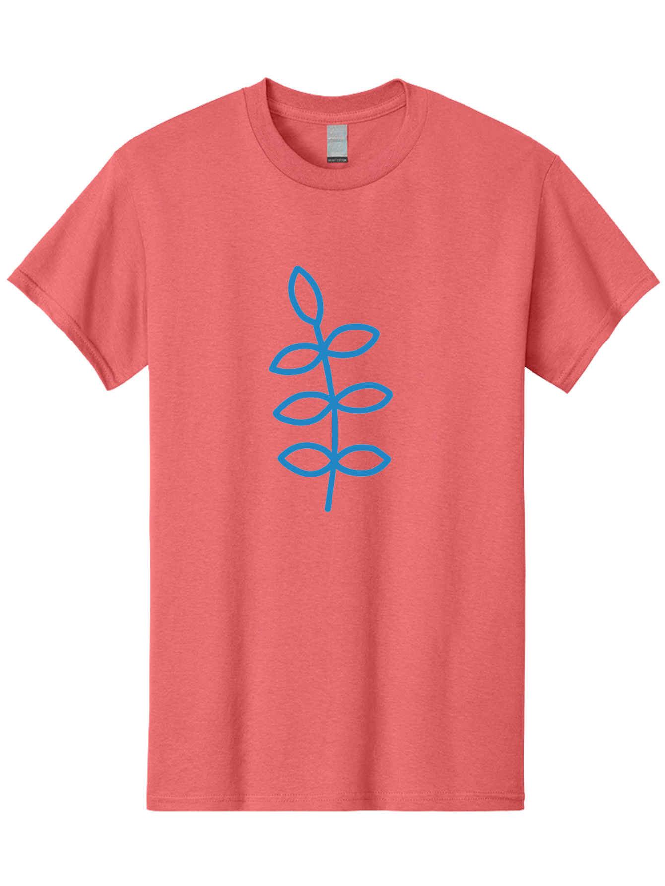 Blue-Stem Men'S Graphic Tee, 100% Cotton, Comfortable Casual Summer Wear, Machine Washable, Simple Plant Drawing, Blue Outline, Minimalist Art, Stylized Leaves, Modern Illustration, Digital Artwork, Nature-Inspired Design Aab672