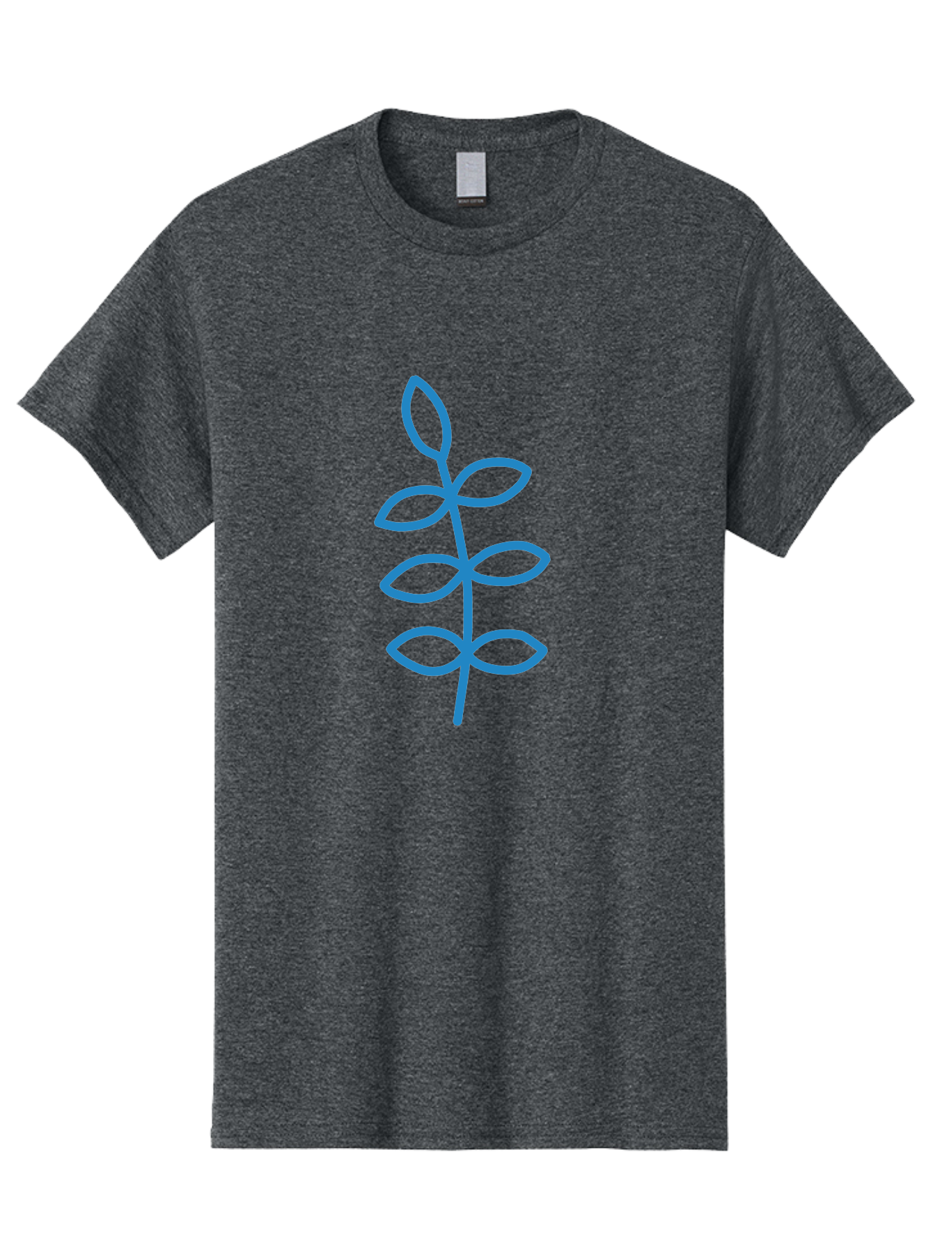 Blue-Stem Men'S Graphic Tee, 100% Cotton, Comfortable Casual Summer Wear, Machine Washable, Simple Plant Drawing, Blue Outline, Minimalist Art, Stylized Leaves, Modern Illustration, Digital Artwork, Nature-Inspired Design Aab672