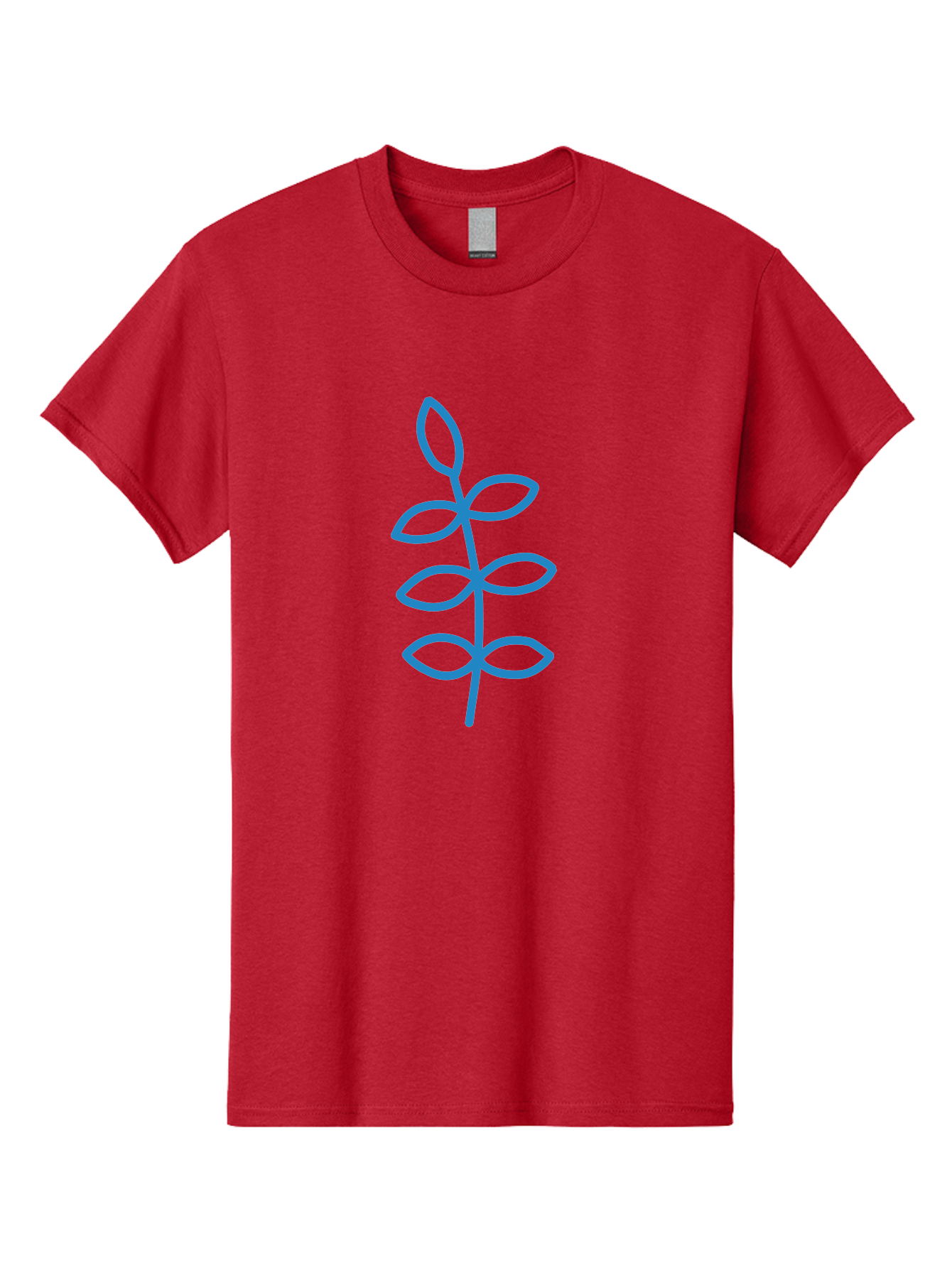 Blue-Stem Men'S Graphic Tee, 100% Cotton, Comfortable Casual Summer Wear, Machine Washable, Simple Plant Drawing, Blue Outline, Minimalist Art, Stylized Leaves, Modern Illustration, Digital Artwork, Nature-Inspired Design Aab672