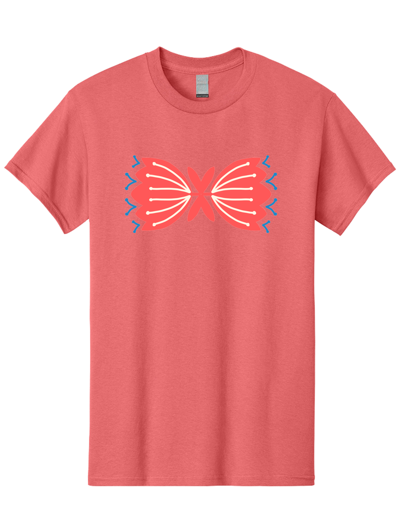 Butterfly Men'S Graphic Tee, 100% Cotton, Comfortable Casual Summer Wear, Machine Washable, Pink Butterfly, Symmetrical Design, White Lines, Blue Zigzags, Abstract Art, Colorful Graphics, Modern Illustration, Decorative Wings Aab676