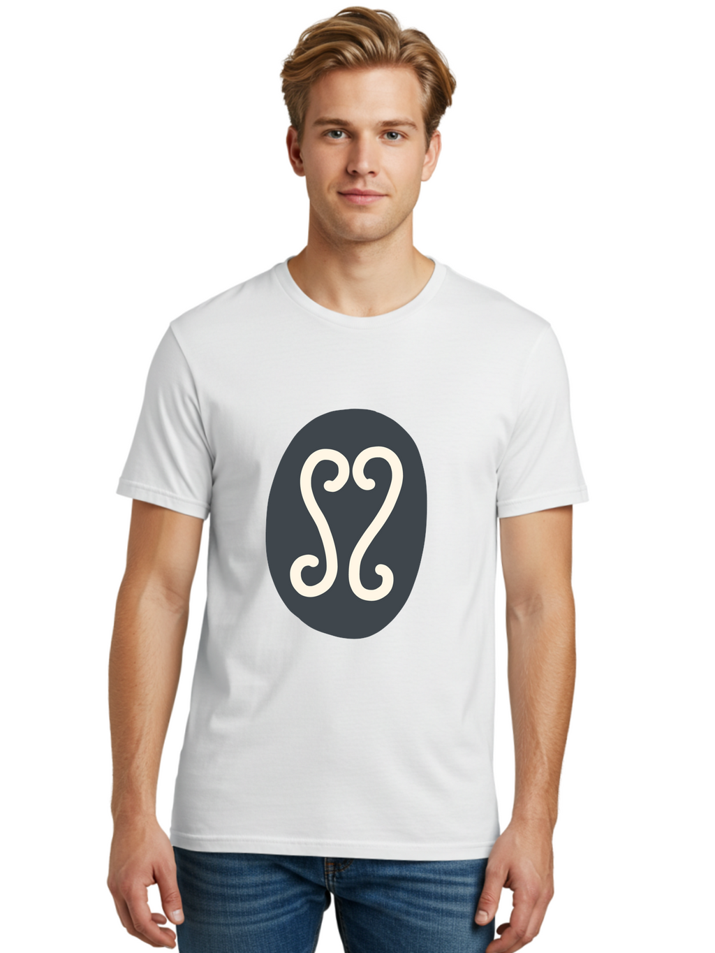 Cancer-Zodiac-Symbol Men'S Graphic Tee, 100% Cotton, Comfortable Casual Summer Wear, Machine Washable, Cancer Zodiac Sign, Astrology Symbol, Horoscope Icon, Simple Design, Minimalist Art, Esoteric Symbolism, Mystical Sign Aab677