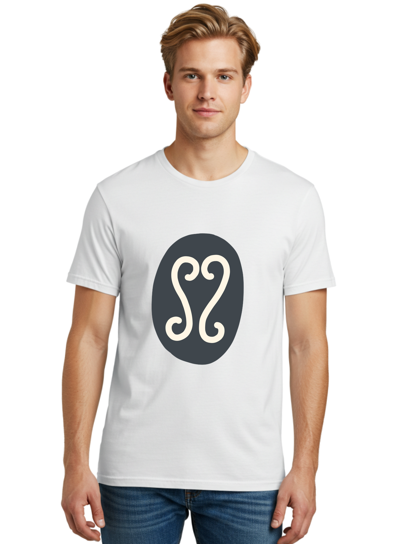 Cancer-Zodiac-Symbol Men'S Graphic Tee, 100% Cotton, Comfortable Casual Summer Wear, Machine Washable, Cancer Zodiac Sign, Astrology Symbol, Horoscope Icon, Simple Design, Minimalist Art, Esoteric Symbolism, Mystical Sign Aab677