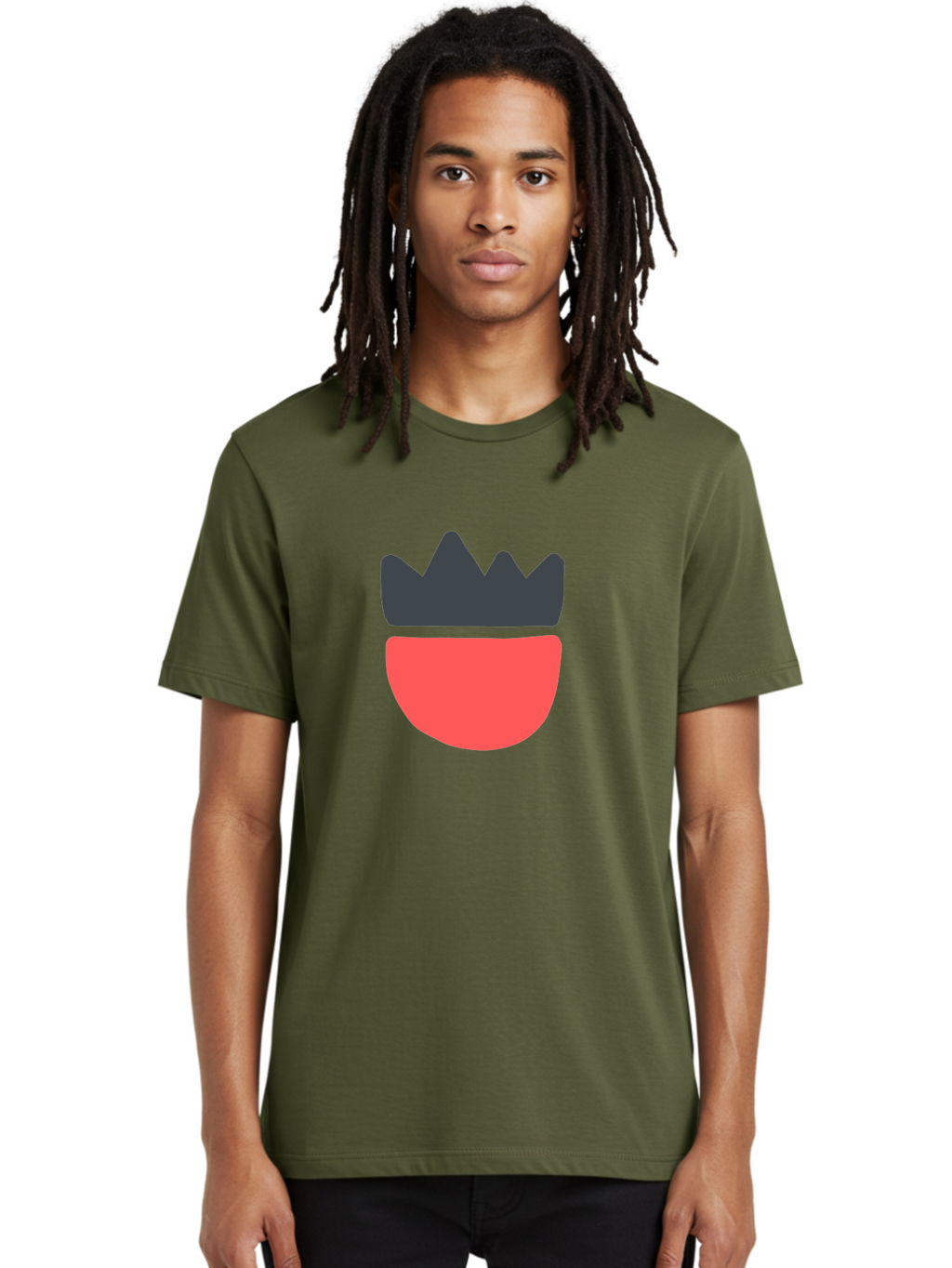 Crown-Icon Men'S Graphic Tee, 100% Cotton, Comfortable Casual Summer Wear, Machine Washable, Crown Icon, Bowl Symbol, Red And Black Graphic, Minimalist Design, Simple Shapes, Modern Illustration, Abstract Art, Digital Graphic Aab683
