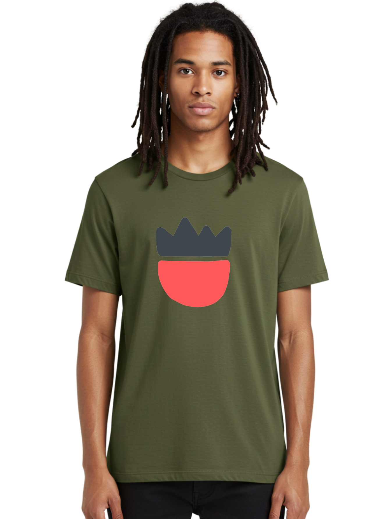 Crown-Icon Men'S Graphic Tee, 100% Cotton, Comfortable Casual Summer Wear, Machine Washable, Crown Icon, Bowl Symbol, Red And Black Graphic, Minimalist Design, Simple Shapes, Modern Illustration, Abstract Art, Digital Graphic Aab683