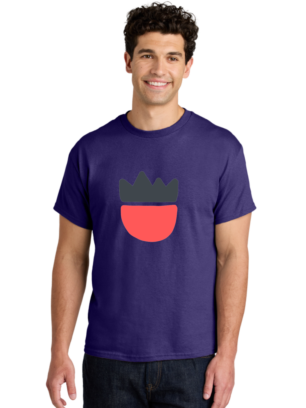 Crown-Icon Men'S Graphic Tee, 100% Cotton, Comfortable Casual Summer Wear, Machine Washable, Crown Icon, Bowl Symbol, Red And Black Graphic, Minimalist Design, Simple Shapes, Modern Illustration, Abstract Art, Digital Graphic Aab683