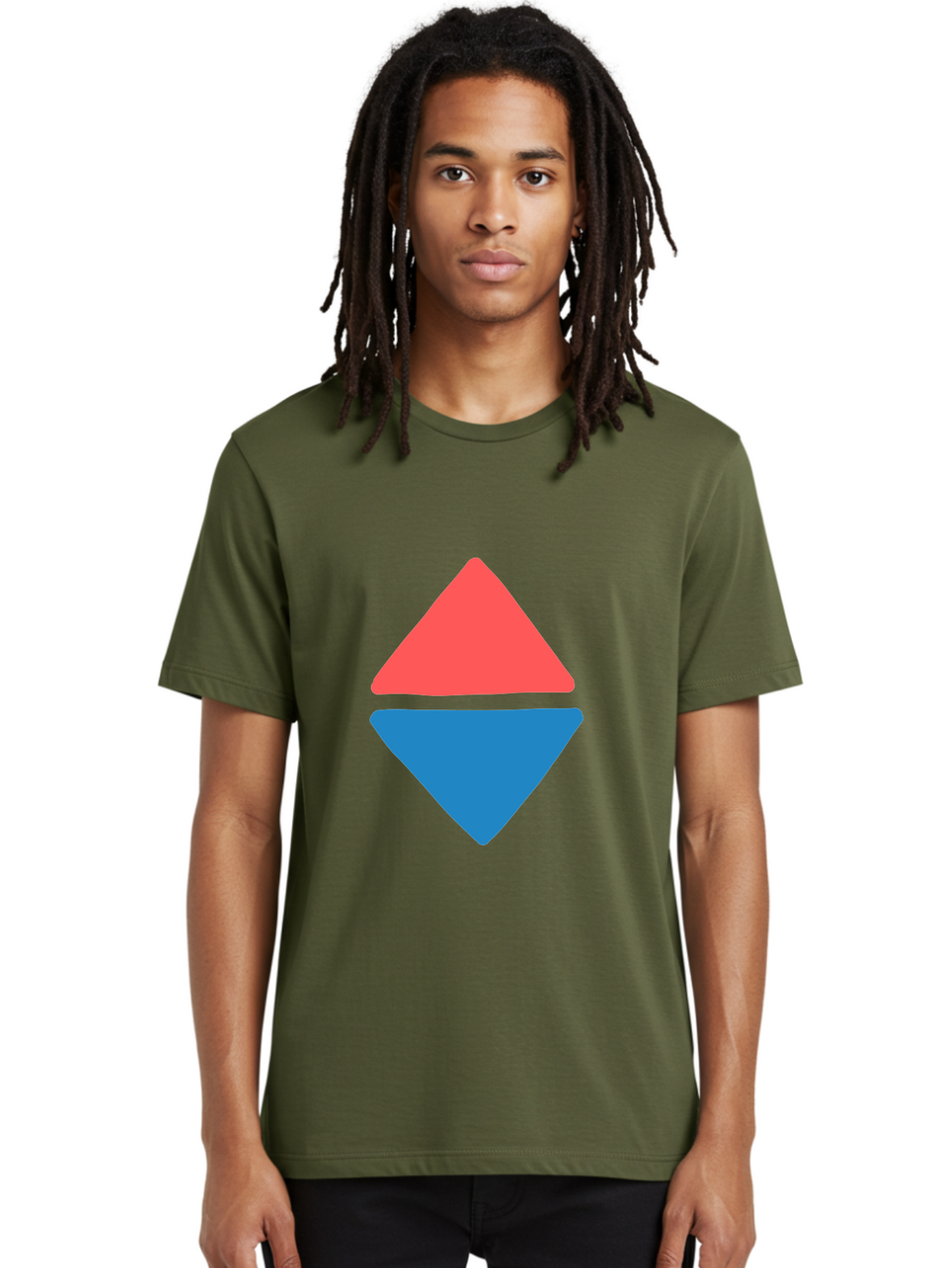 Diamond-Shape Men'S Graphic Tee, 100% Cotton, Comfortable Casual Summer Wear, Machine Washable, Red Diamond, Blue Diamond, Geometric Shapes, Abstract Design, Vibrant Colors, Minimalist Art, Modern Graphics, Diamond Symbol Aab691