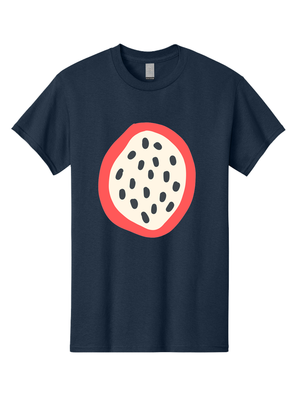 Dragon-Fruit-2 Men'S Graphic Tee, 100% Cotton, Comfortable Casual Summer Wear, Machine Washable, Dragon Fruit Illustration, White And Red Fruit, Black Seeds, Healthy Eating, Exotic Fruit, Tropical Vibes, Digital Art Aab693