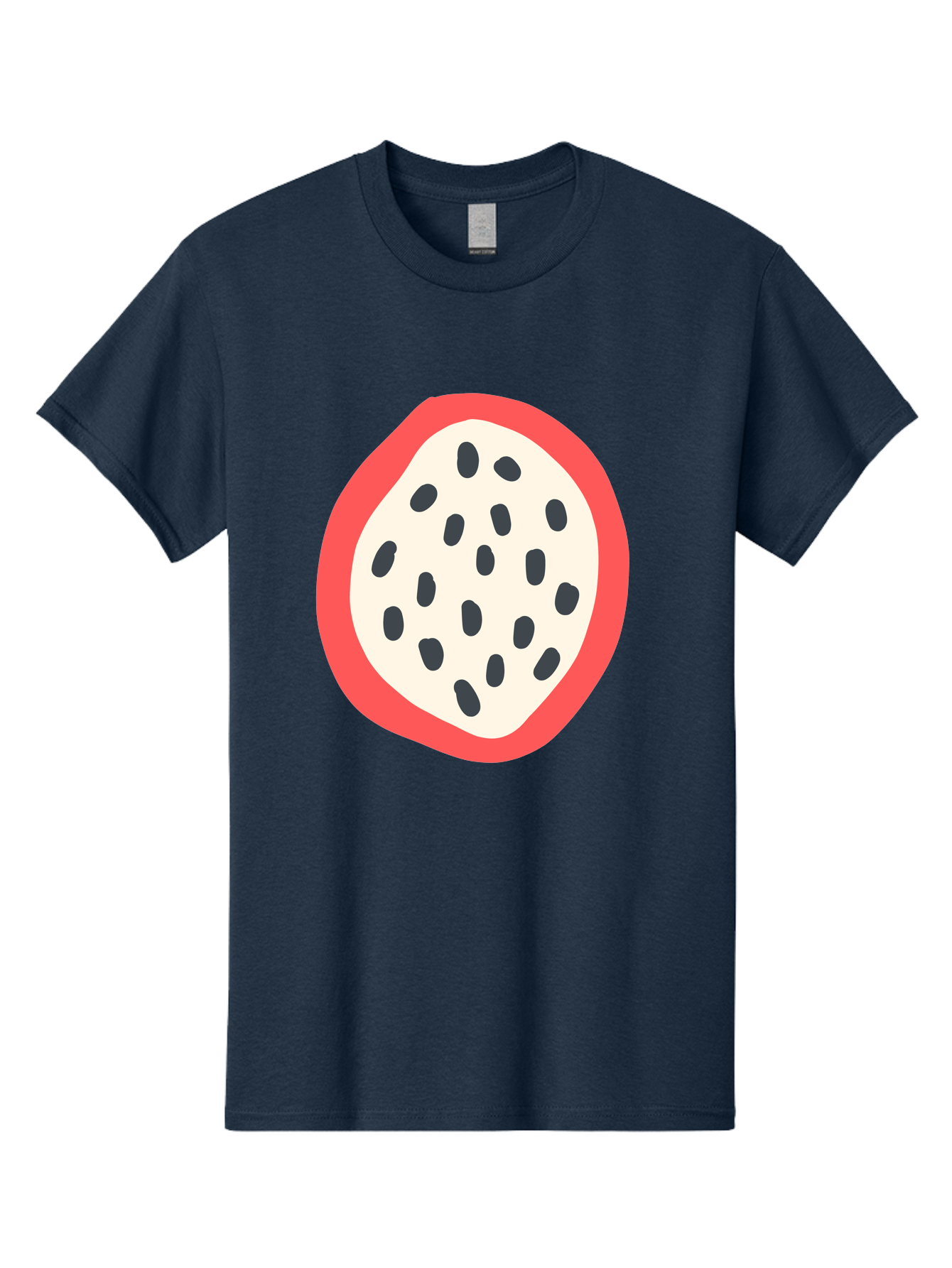 Dragon-Fruit-2 Men'S Graphic Tee, 100% Cotton, Comfortable Casual Summer Wear, Machine Washable, Dragon Fruit Illustration, White And Red Fruit, Black Seeds, Healthy Eating, Exotic Fruit, Tropical Vibes, Digital Art Aab693