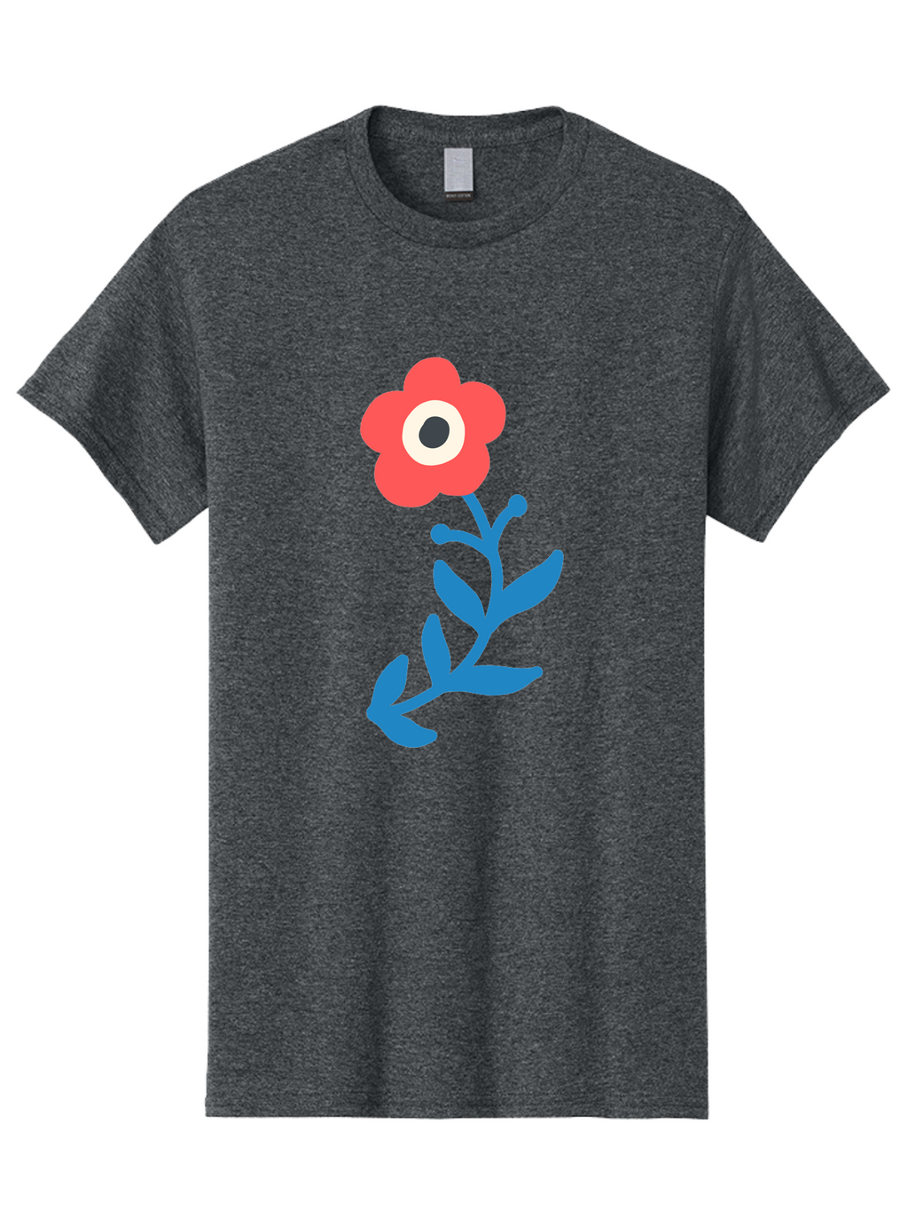 Eye-Flower Men'S Graphic Tee, 100% Cotton, Comfortable Casual Summer Wear, Machine Washable, Cartoon Flower, Floral Design, Red Bloom, Blue Leaves, Eye In Flower, Quirky Art, Illustration, Pop Art, Modern Art, Abstract Art, Red Petals, Aab699