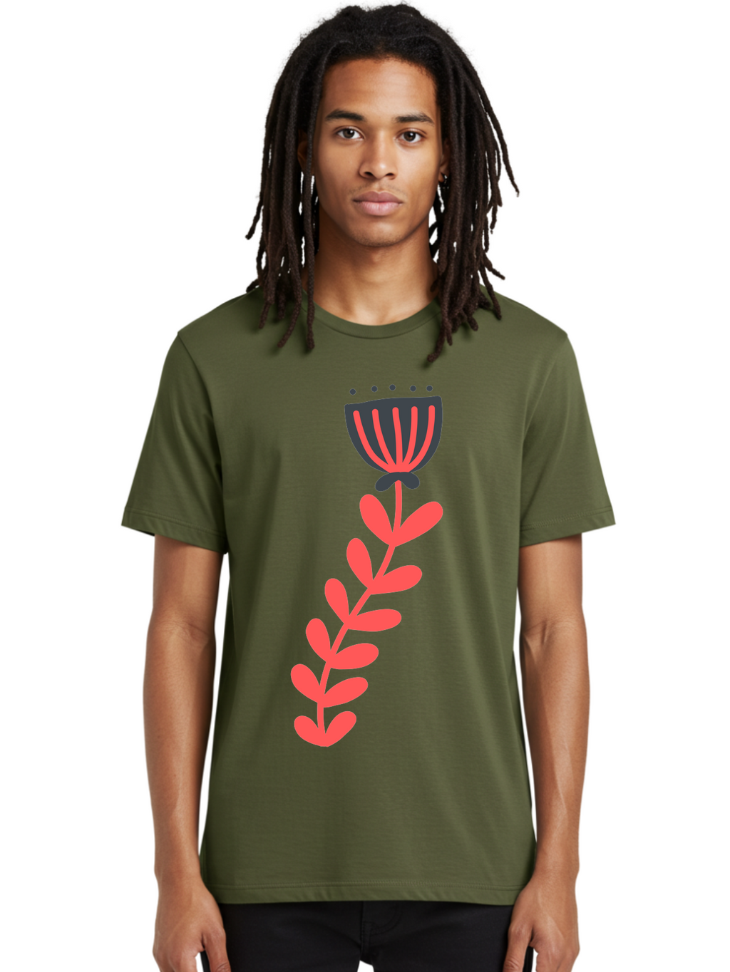 Flower-3 Men'S Graphic Tee, 100% Cotton, Comfortable Casual Summer Wear, Machine Washable, Simple Flower Illustration, Pink And Black Flower, Minimalist Design, Bold Lines, Graphic Art, Floral Motif, Modern Style Aab723
