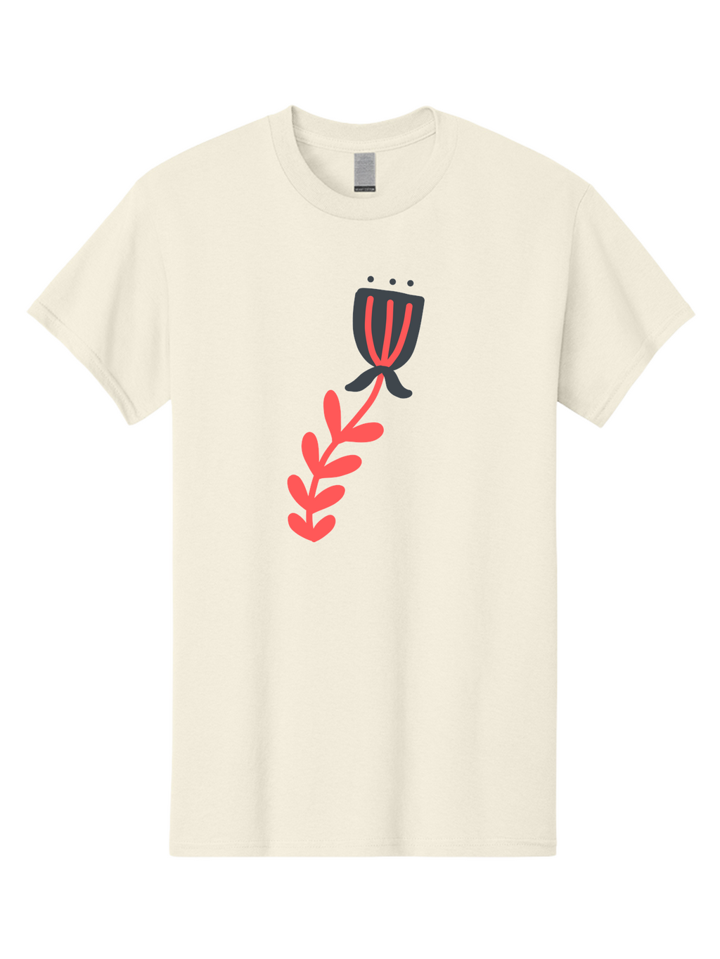 Flower-4 Men'S Graphic Tee, 100% Cotton, Comfortable Casual Summer Wear, Machine Washable, Stylized Tulip, Simple Design, Minimalist Art, Pink And Black, Floral Theme, Abstract Flower Aab724