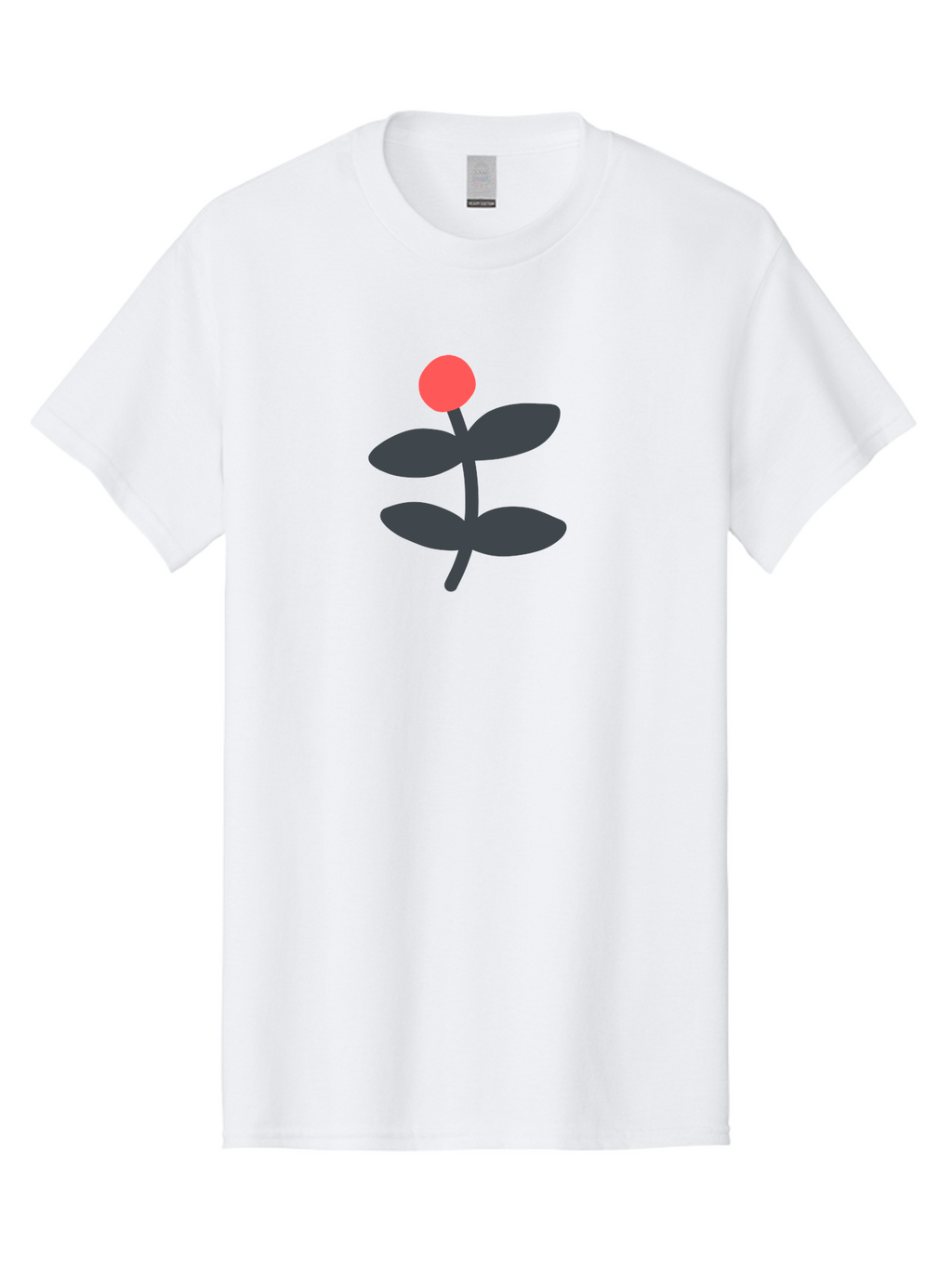 Flower-6 Men'S Graphic Tee, 100% Cotton, Comfortable Casual Summer Wear, Machine Washable, Simple Flower Illustration, Red Bud, Dark Grey Leaves, Minimalist Design, Modern Floral Art, Graphic Illustration, Bold Colors Aab726