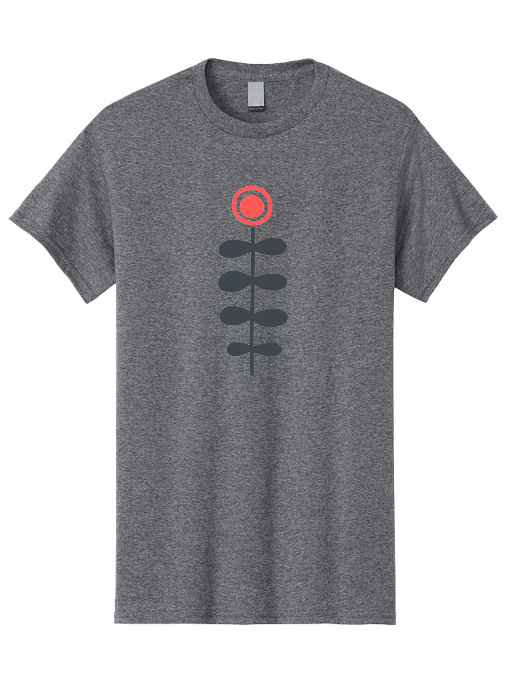 Flower-Icon-1 Men'S Graphic Tee, 100% Cotton, Comfortable Casual Summer Wear, Machine Washable, Simple Flower Graphic, Floral Design, Minimalist Art, Stem With Leaves, Red Flower Head, Graphic Illustration, Modern Botanical Aab731
