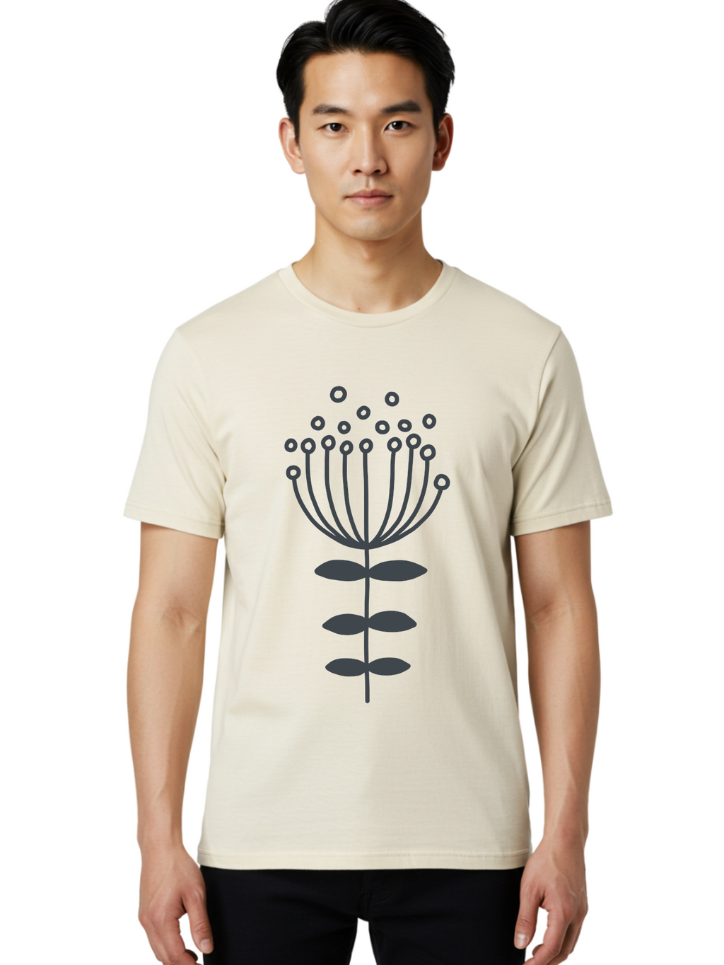 Flower-Illustration-1 Men'S Graphic Tee, 100% Cotton, Comfortable Casual Summer Wear, Machine Washable, Simple Flower Design, Minimalist Graphic, Floral Pattern, Modern Illustration, Botanical Art, Stylized Bloom Aab733
