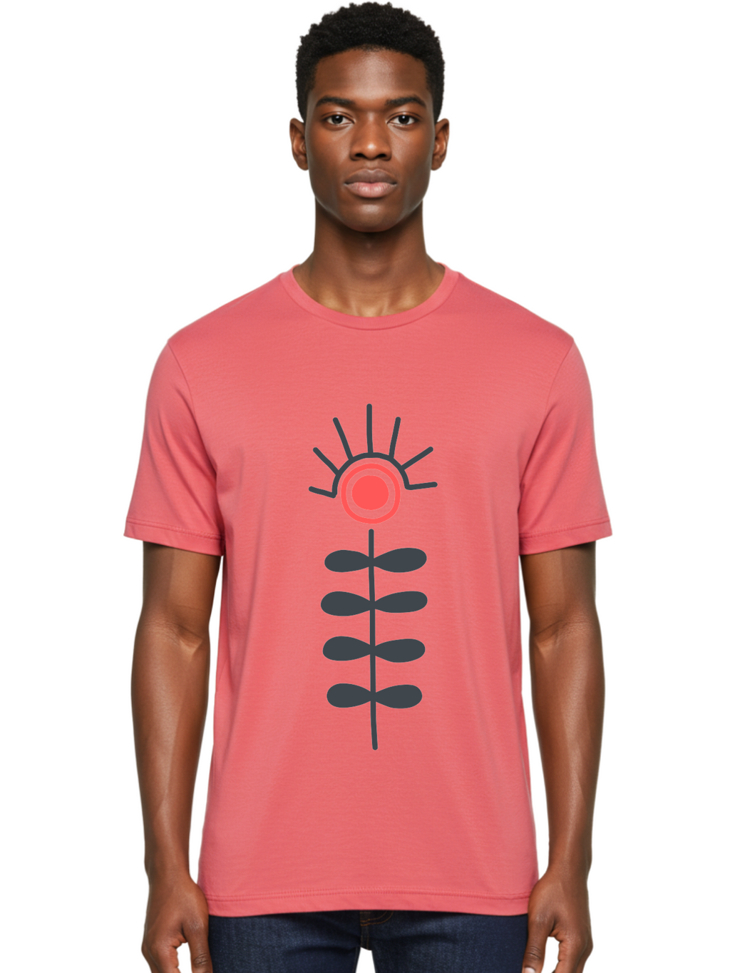 Flower Men'S Graphic Tee, 100% Cotton, Comfortable Casual Summer Wear, Machine Washable, Simple Flower Design, Minimalist Art, Floral Illustration, Graphic Icon, Modern Botanical, Stylized Bloom, Simple Shapes Aab742