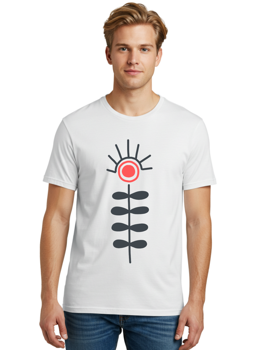 Flower Men'S Graphic Tee, 100% Cotton, Comfortable Casual Summer Wear, Machine Washable, Simple Flower Design, Minimalist Art, Floral Illustration, Graphic Icon, Modern Botanical, Stylized Bloom, Simple Shapes Aab742