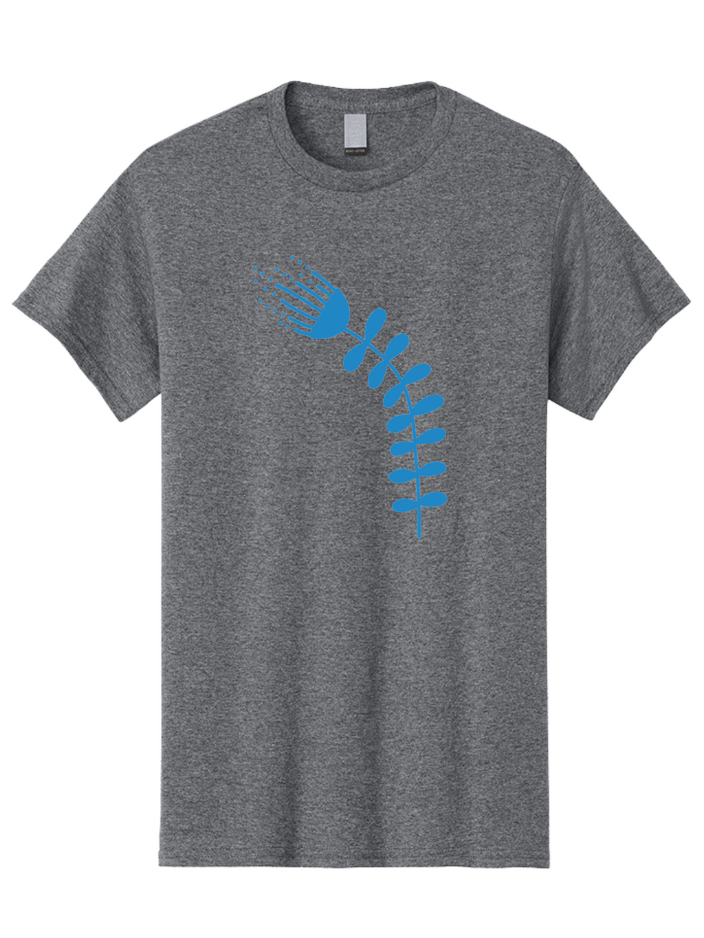 Fork-Plant Men'S Graphic Tee, 100% Cotton, Comfortable Casual Summer Wear, Machine Washable, Stylized Flower, Abstract Art, Minimalist Design, Blue Silhouette, Botanical Illustration, Creative Graphics Aab746