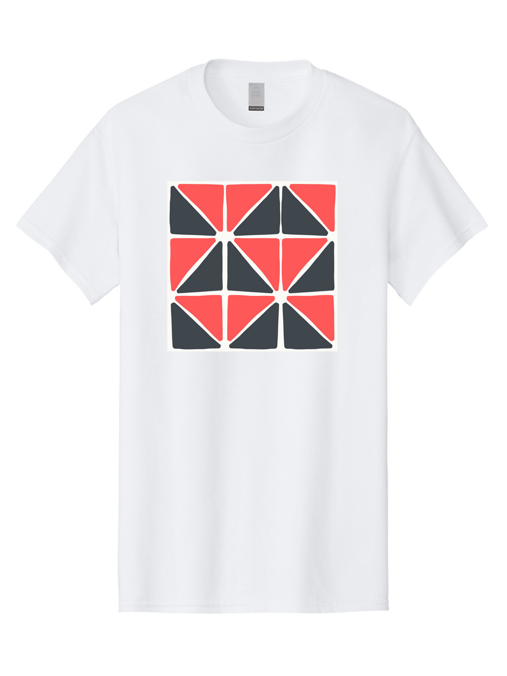 Geometric-Pattern-3 Men'S Graphic Tee, 100% Cotton, Comfortable Casual Summer Wear, Machine Washable, Geometric Pattern, Red And Black Triangles, Abstract Design, Symmetrical Shapes, Modern Art, Minimalist Style, Bold Colors, Aab751