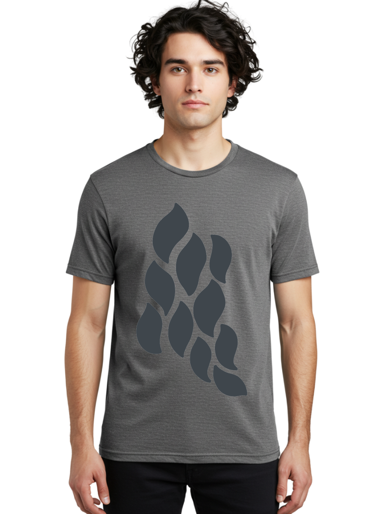 Hops Men'S Graphic Tee, 100% Cotton, Comfortable Casual Summer Wear, Machine Washable, Hop Plant, Beer Ingredient, Brewing Process, Dark Silhouette, Neon Green Background, Leaves, Craft Beer, Hop Flowers Aab756