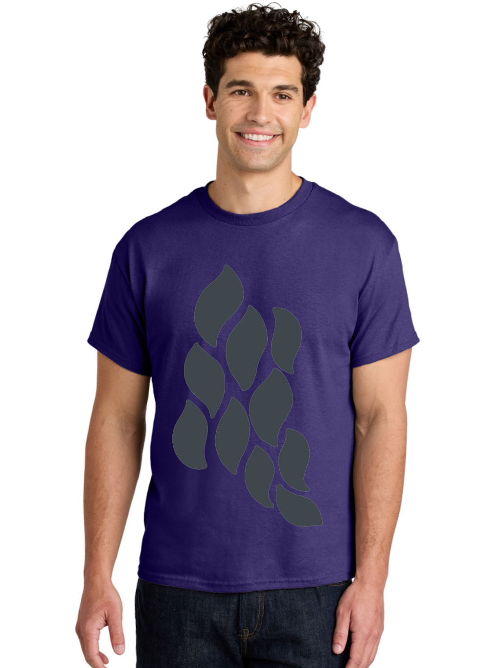 Hops Men'S Graphic Tee, 100% Cotton, Comfortable Casual Summer Wear, Machine Washable, Hop Plant, Beer Ingredient, Brewing Process, Dark Silhouette, Neon Green Background, Leaves, Craft Beer, Hop Flowers Aab756