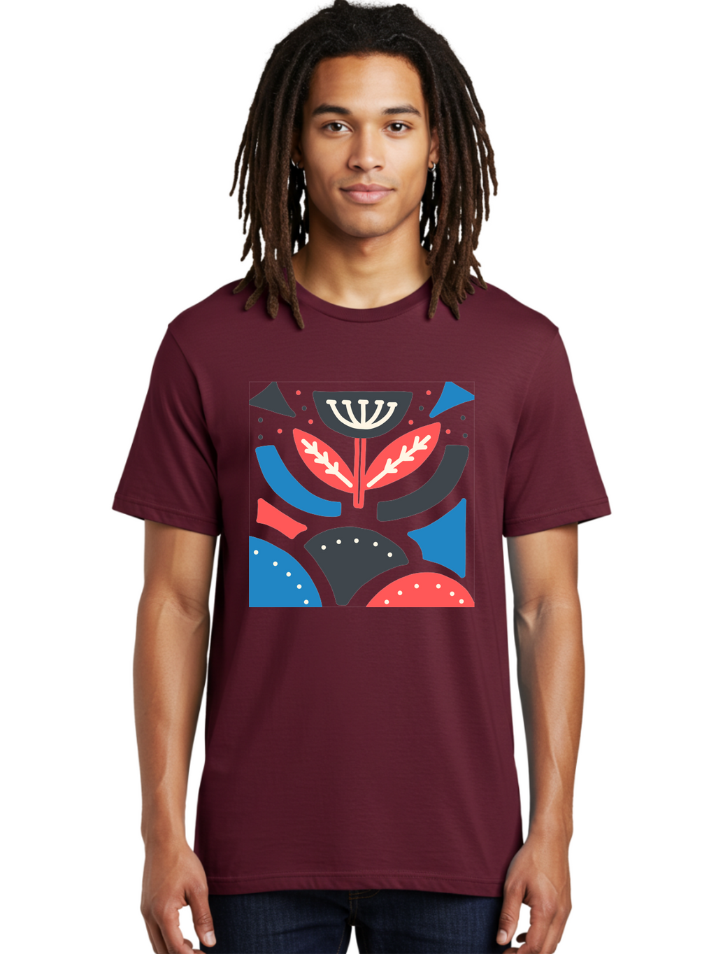 Menorah-Illustration Men'S Graphic Tee, 100% Cotton, Comfortable Casual Summer Wear, Machine Washable, Menorah Illustration, Abstract Floral Design, Hanukkah Symbol, Festive Atmosphere, Jewish Tradition, Holiday Celebration, Aab764