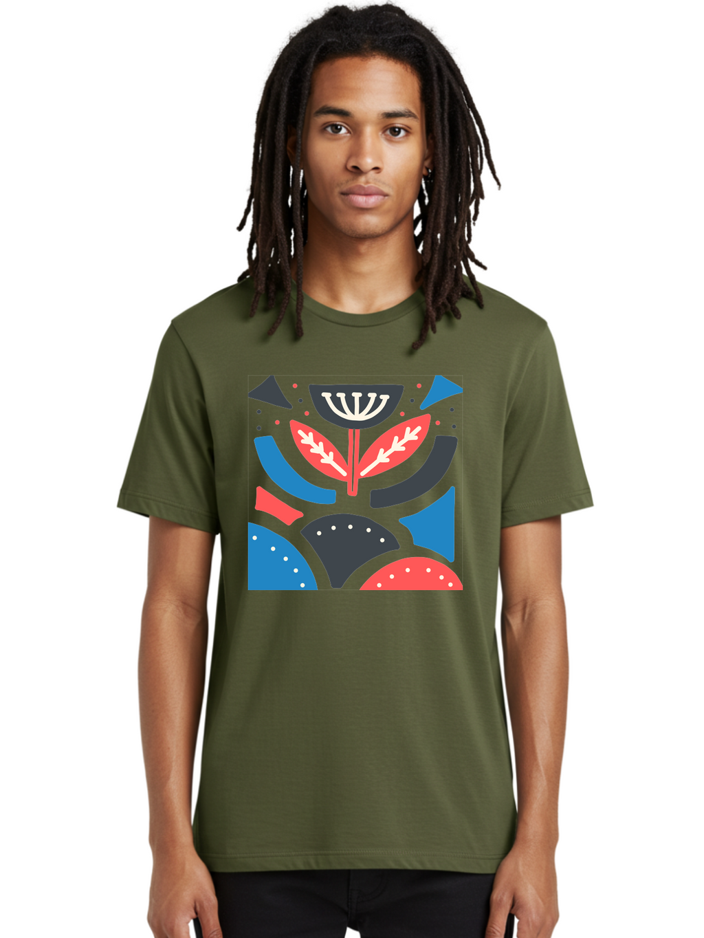 Menorah-Illustration Men'S Graphic Tee, 100% Cotton, Comfortable Casual Summer Wear, Machine Washable, Menorah Illustration, Abstract Floral Design, Hanukkah Symbol, Festive Atmosphere, Jewish Tradition, Holiday Celebration, Aab764